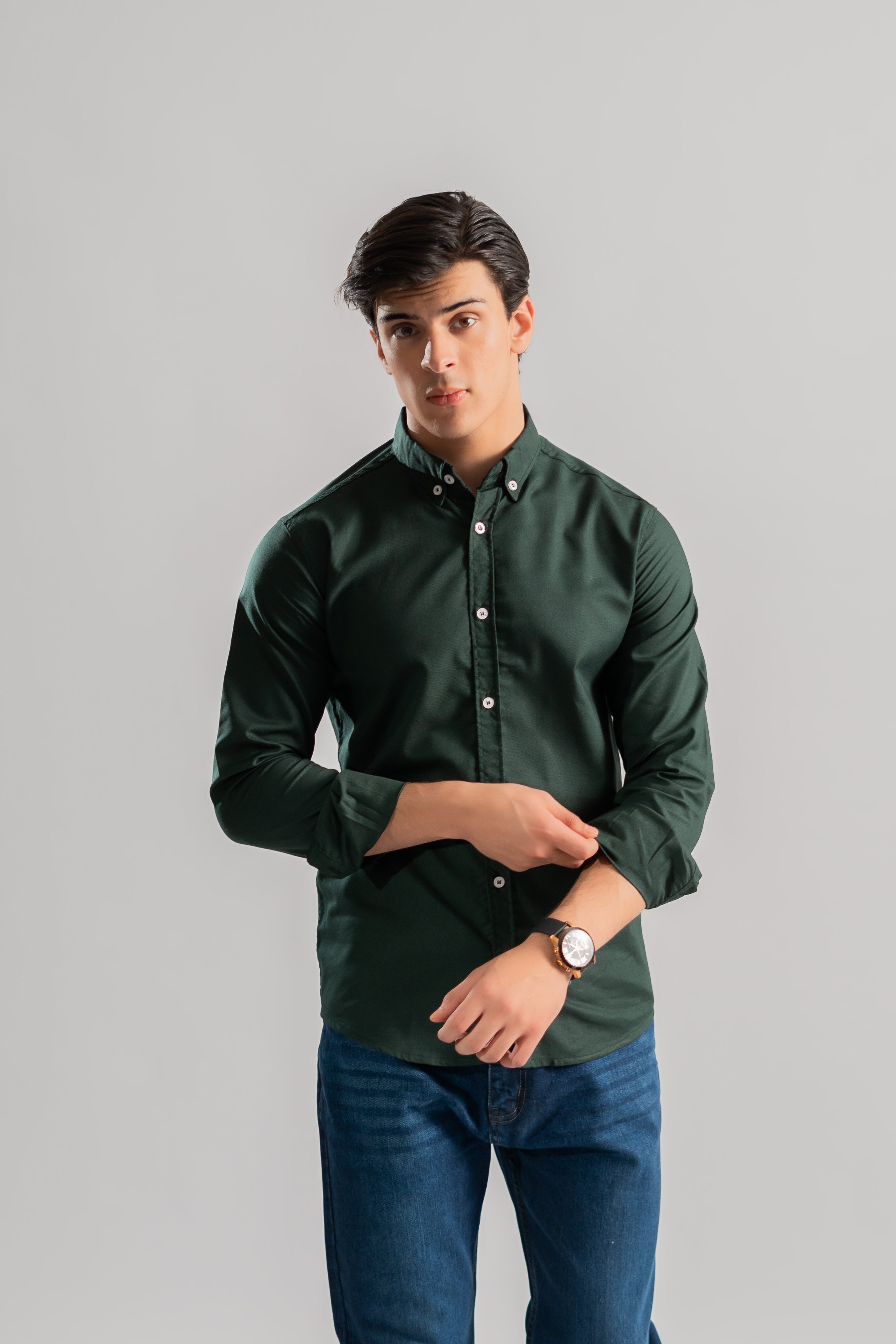 Dark green button down shirt