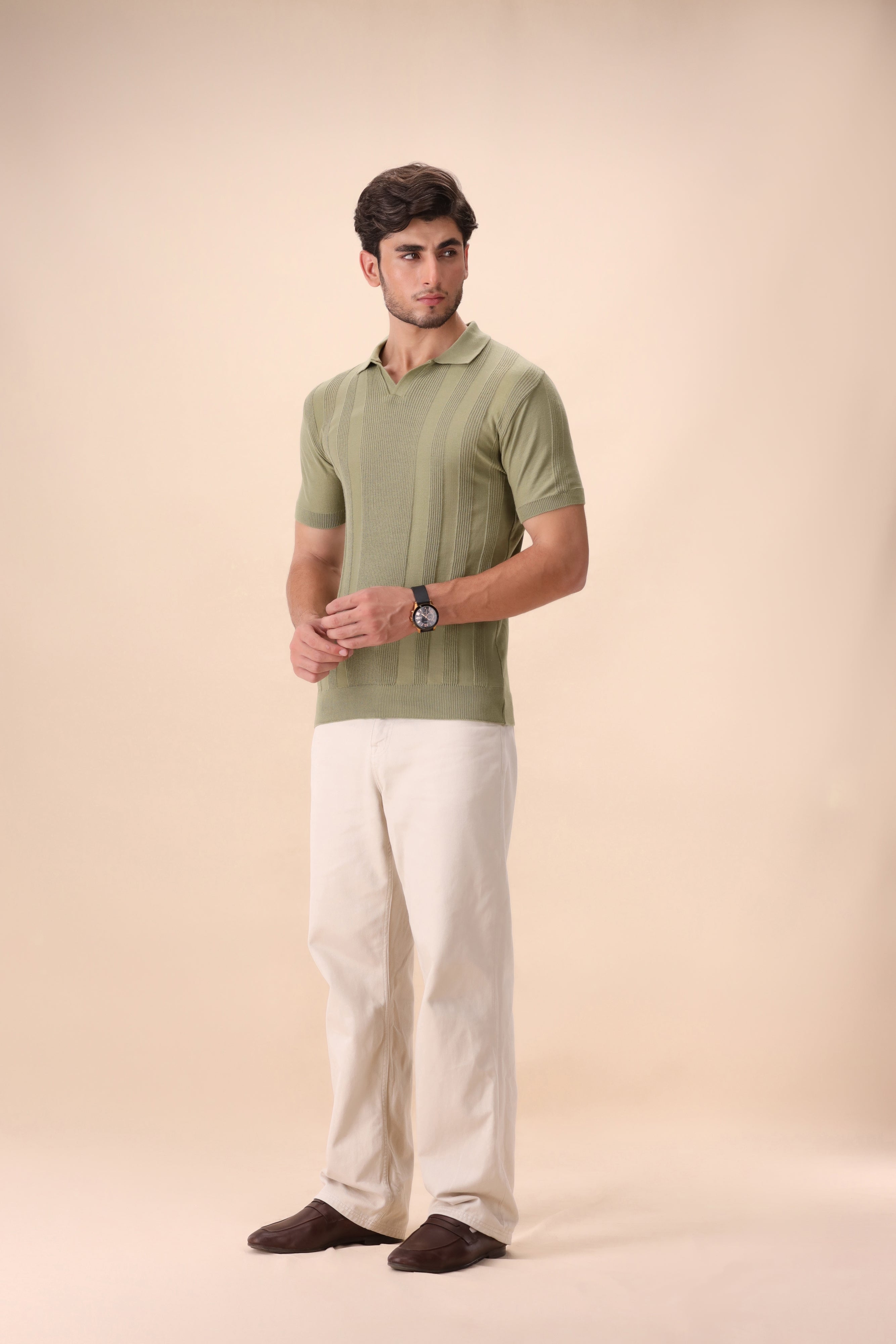 Mint Green Structured Knit Polo