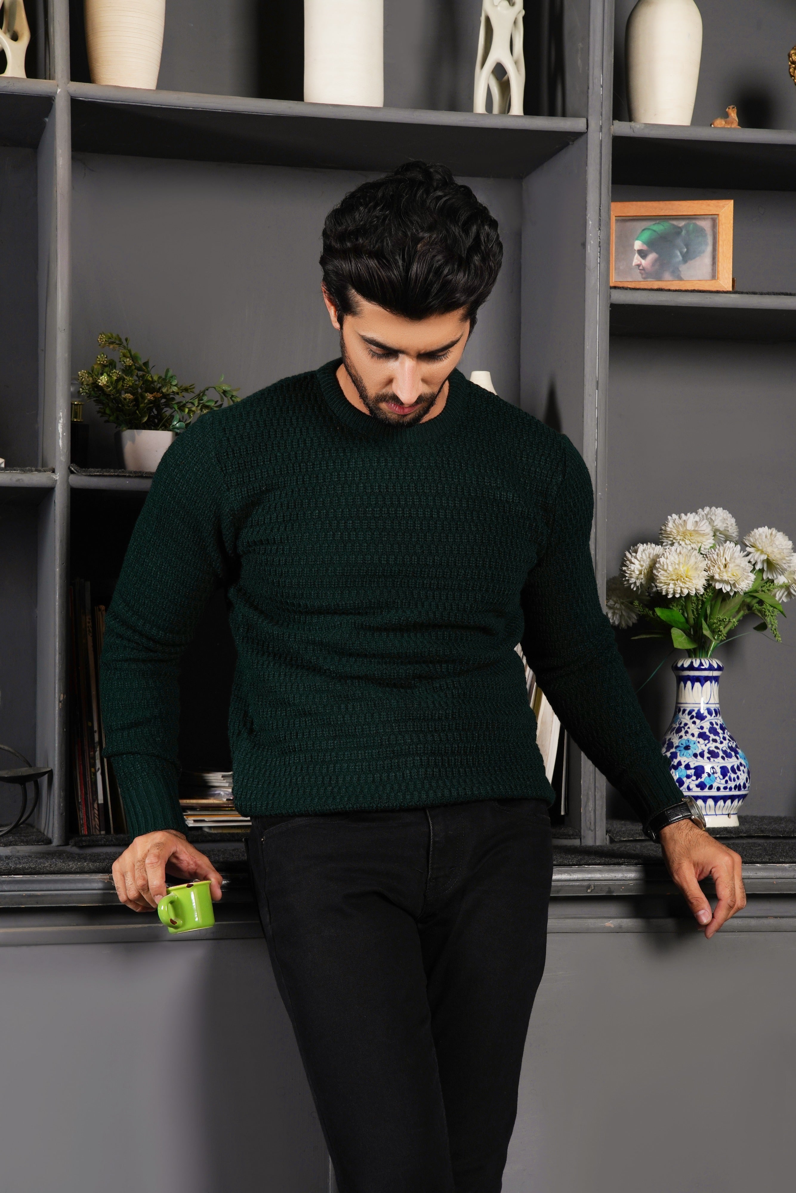 Bottle Green Chunky Knit Sweater