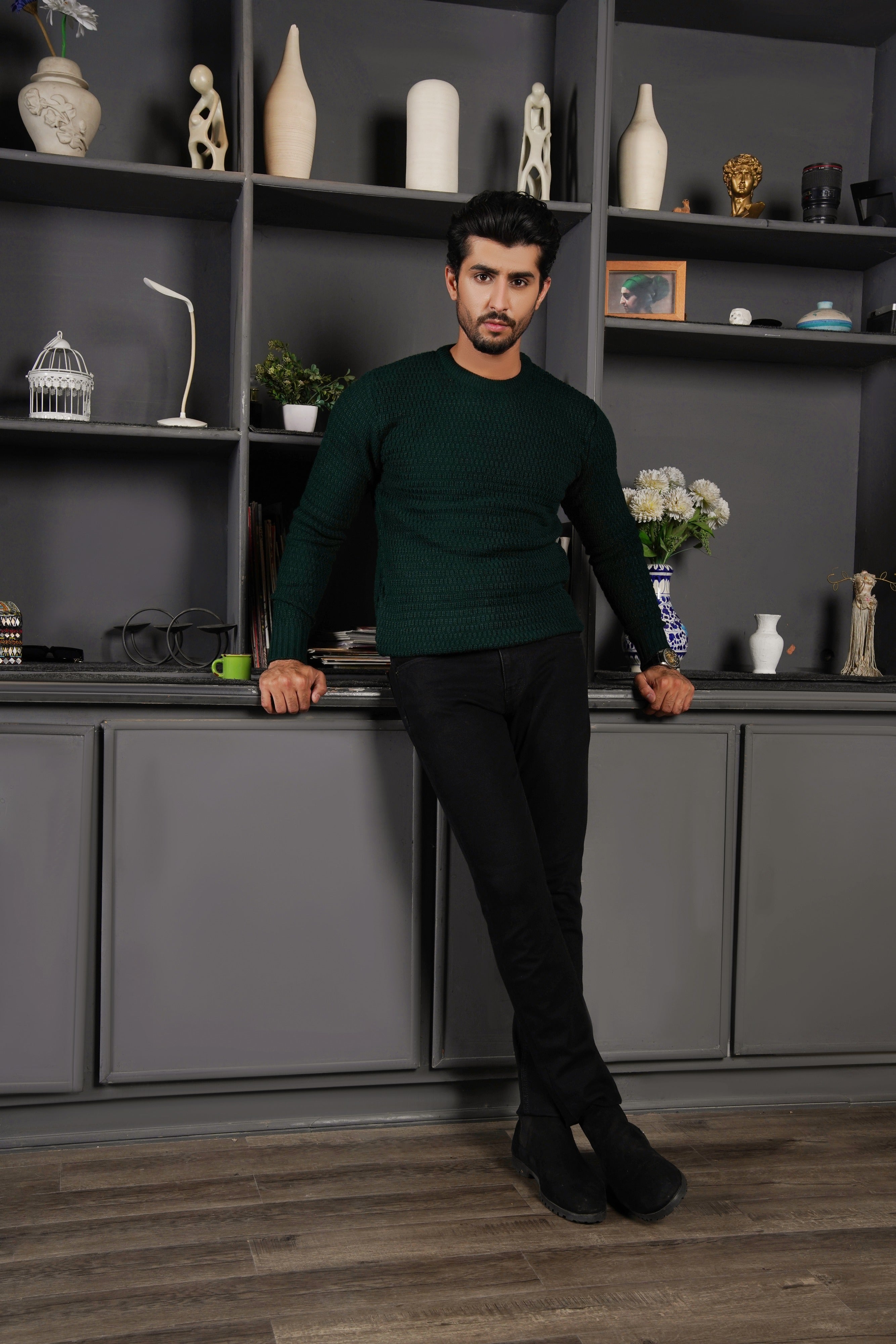 Bottle Green Chunky Knit Sweater