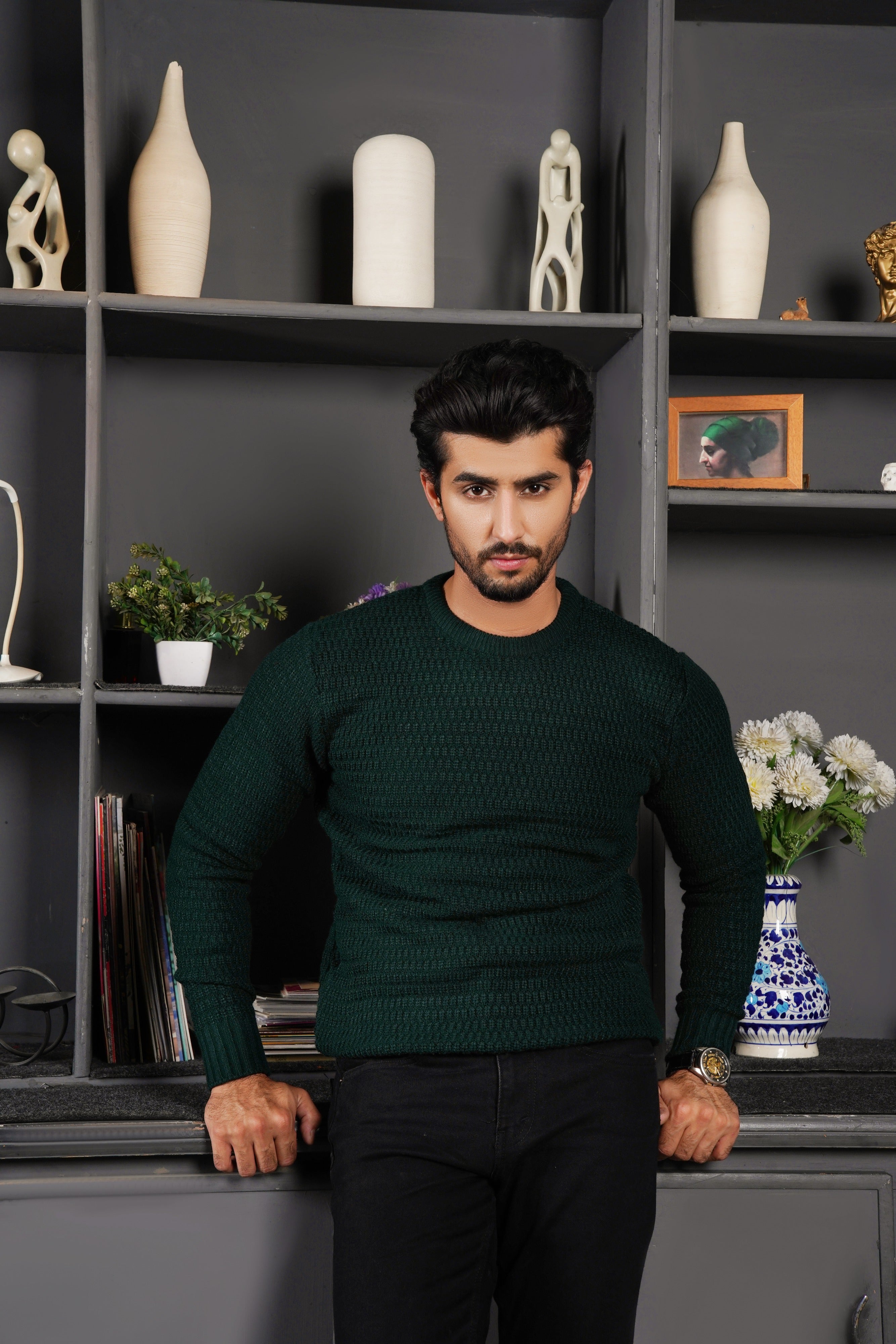 Bottle Green Chunky Knit Sweater