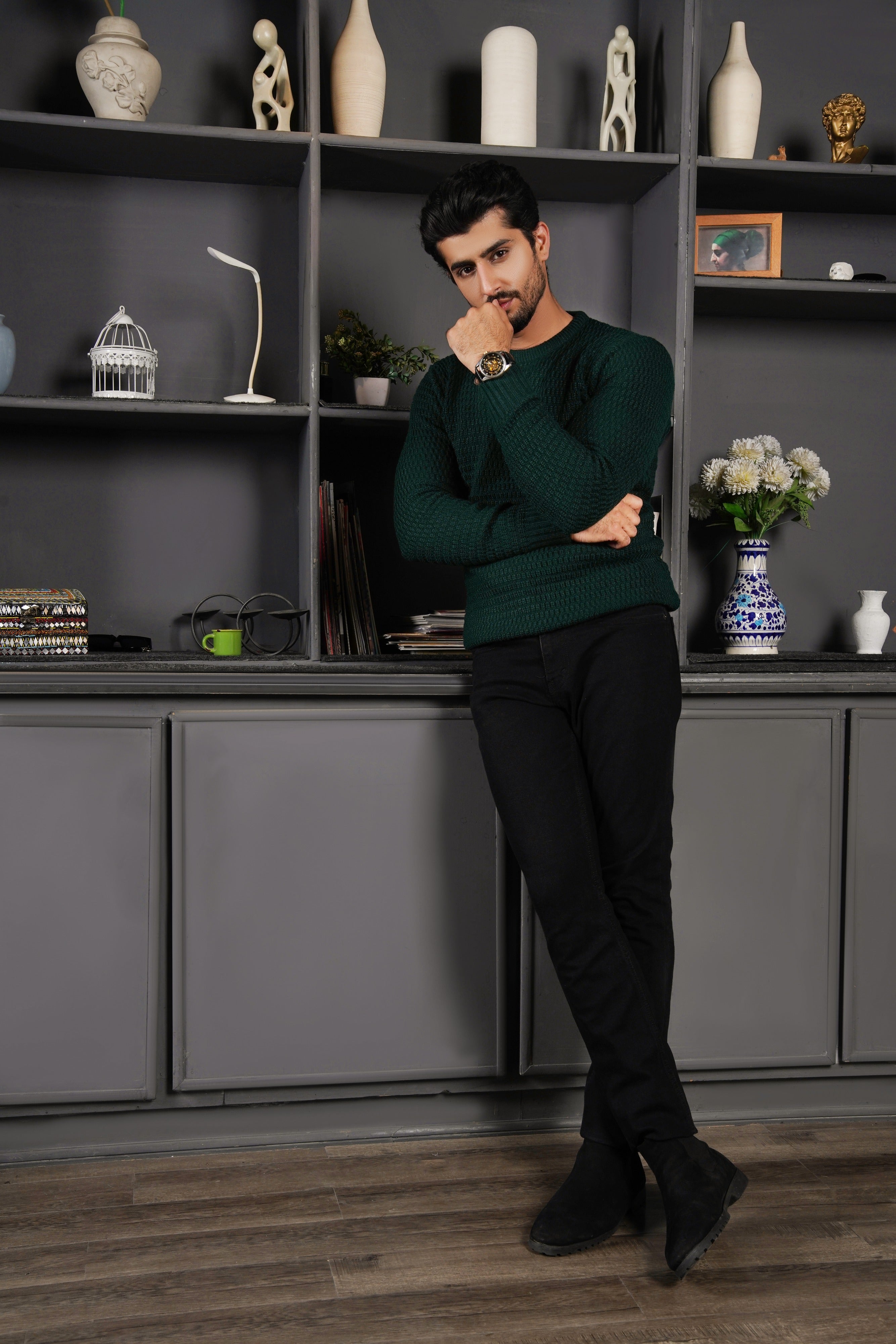 Bottle Green Chunky Knit Sweater