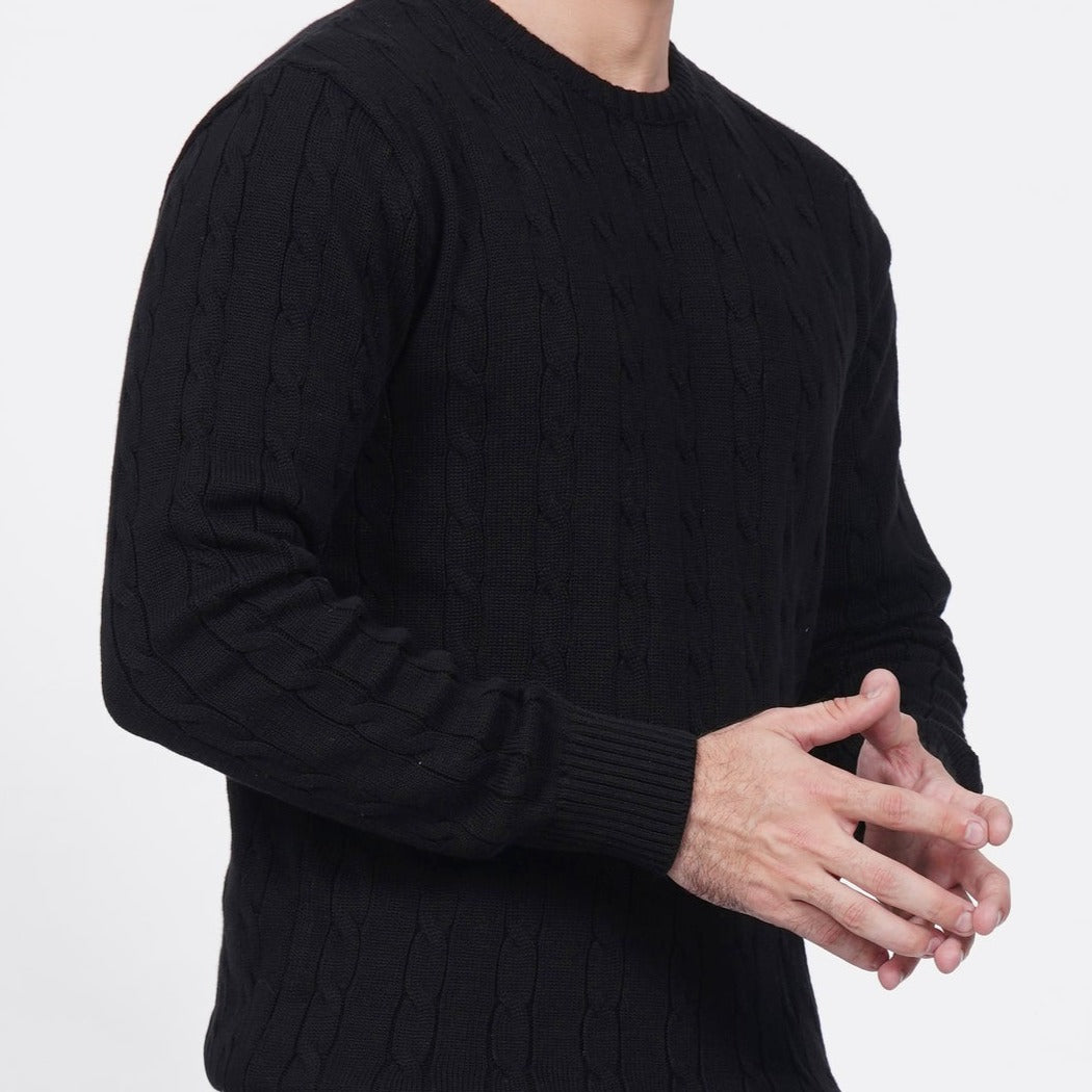 Black Iconic Cable Knit