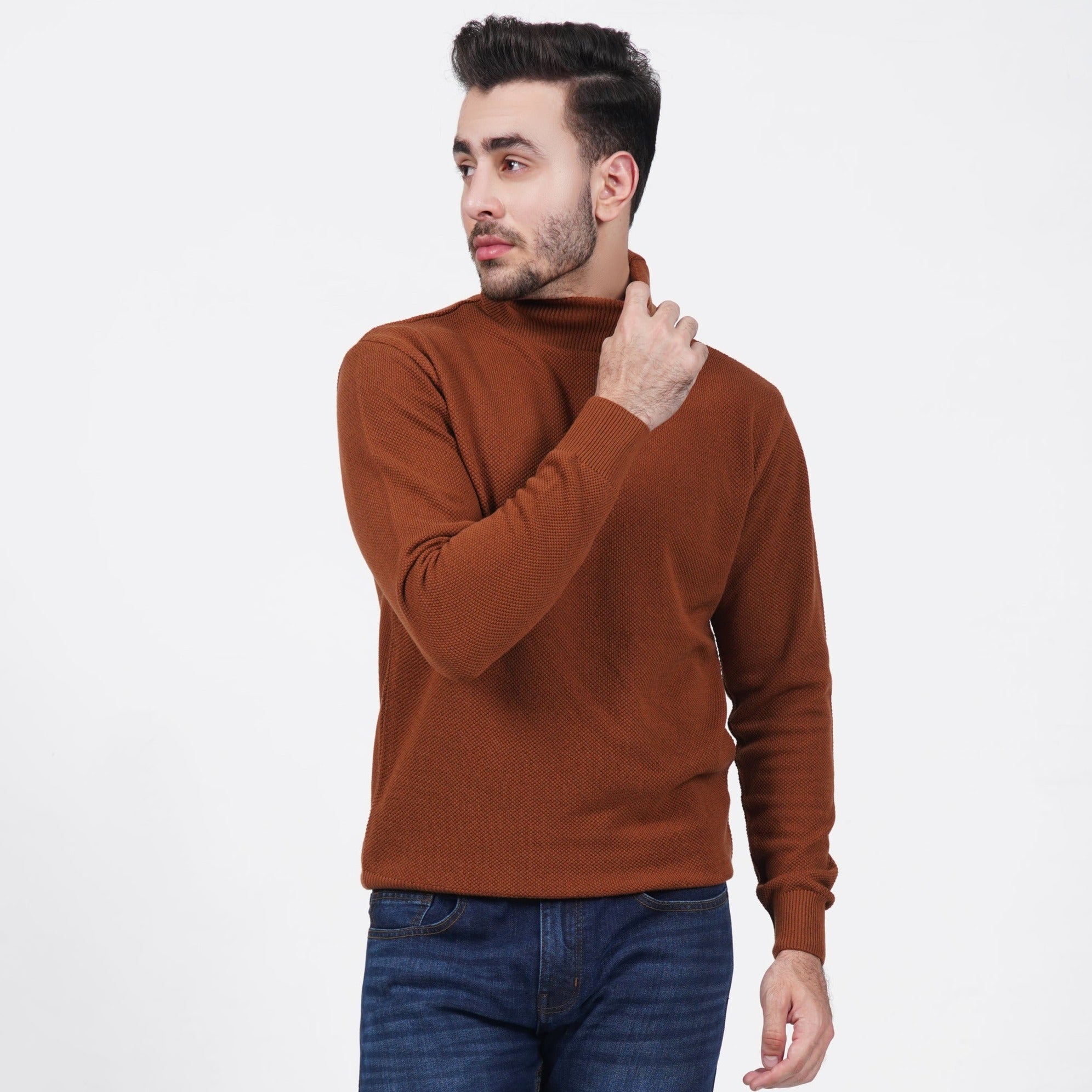 Rust Self Textured Turtleneck – Surplus Clothing
