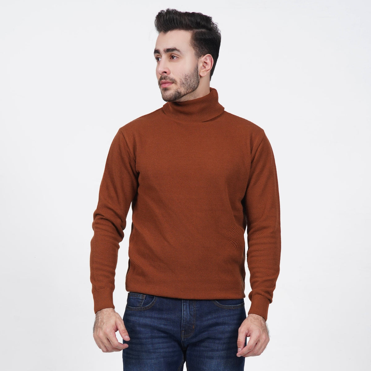 Rust Self Textured Turtleneck – Surplus Clothing