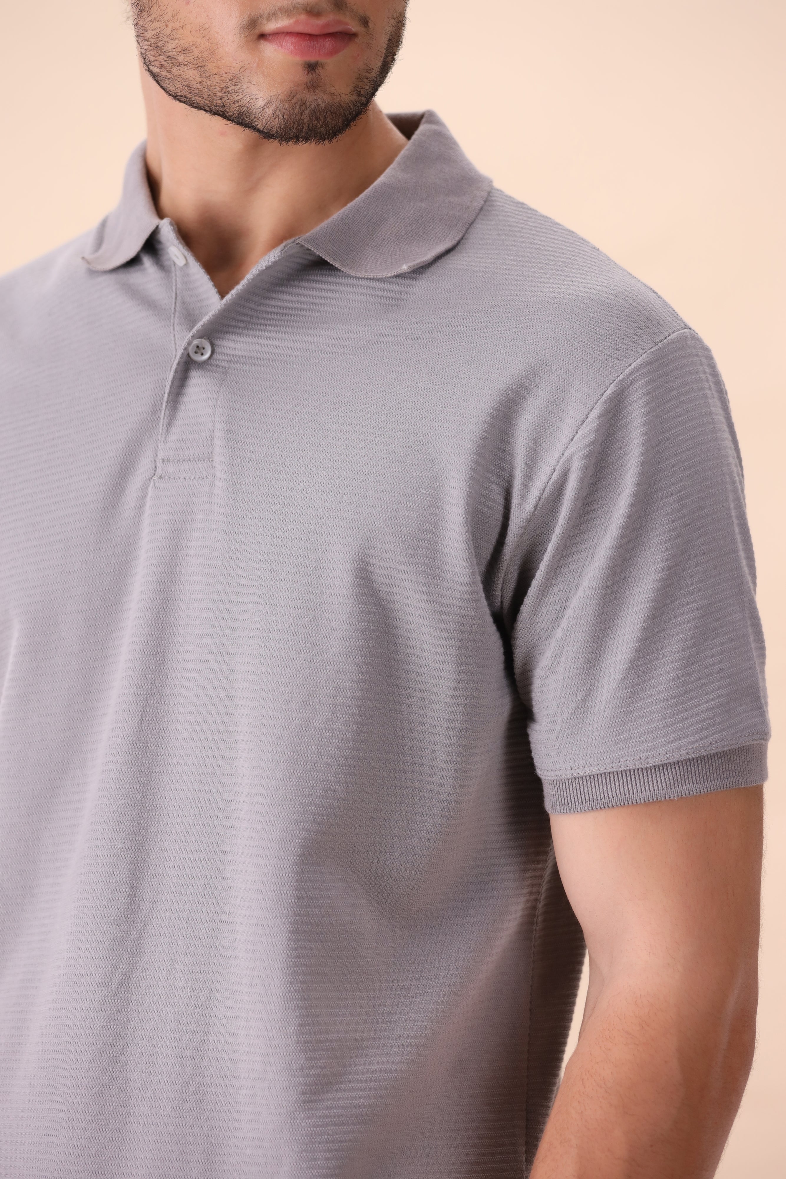 Light Gray Textured Polo
