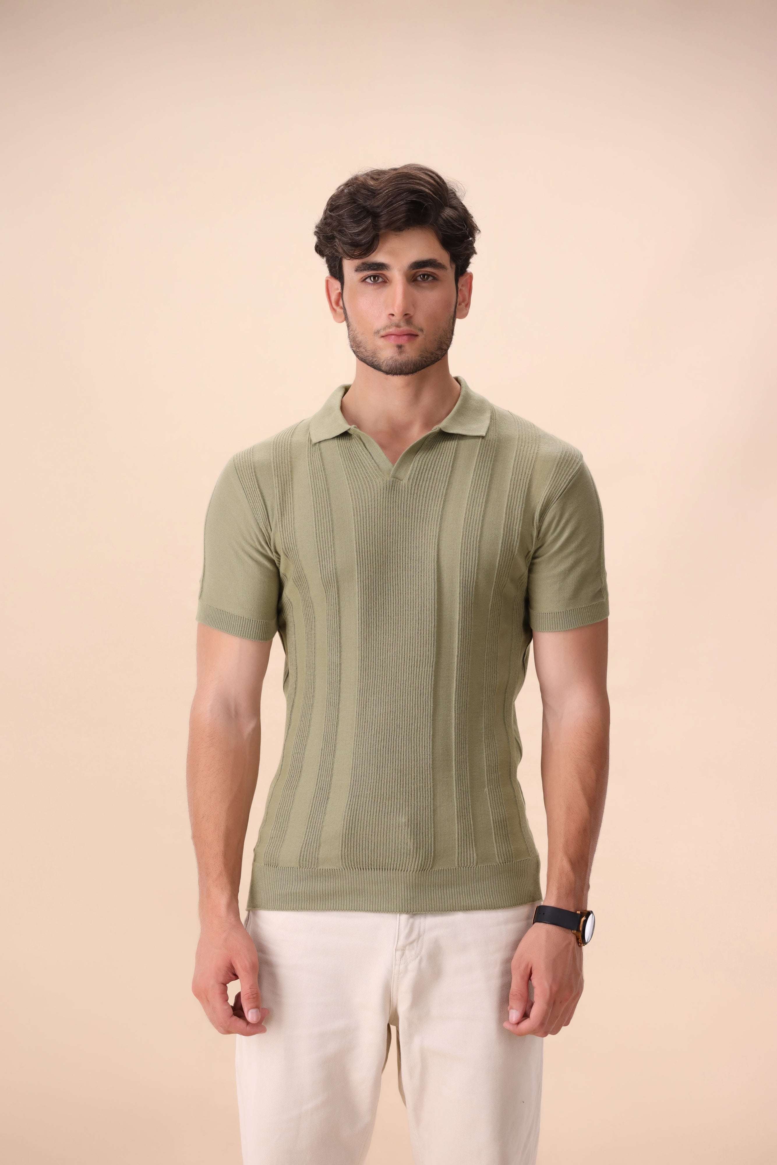 Mint Green Structured Knit Polo