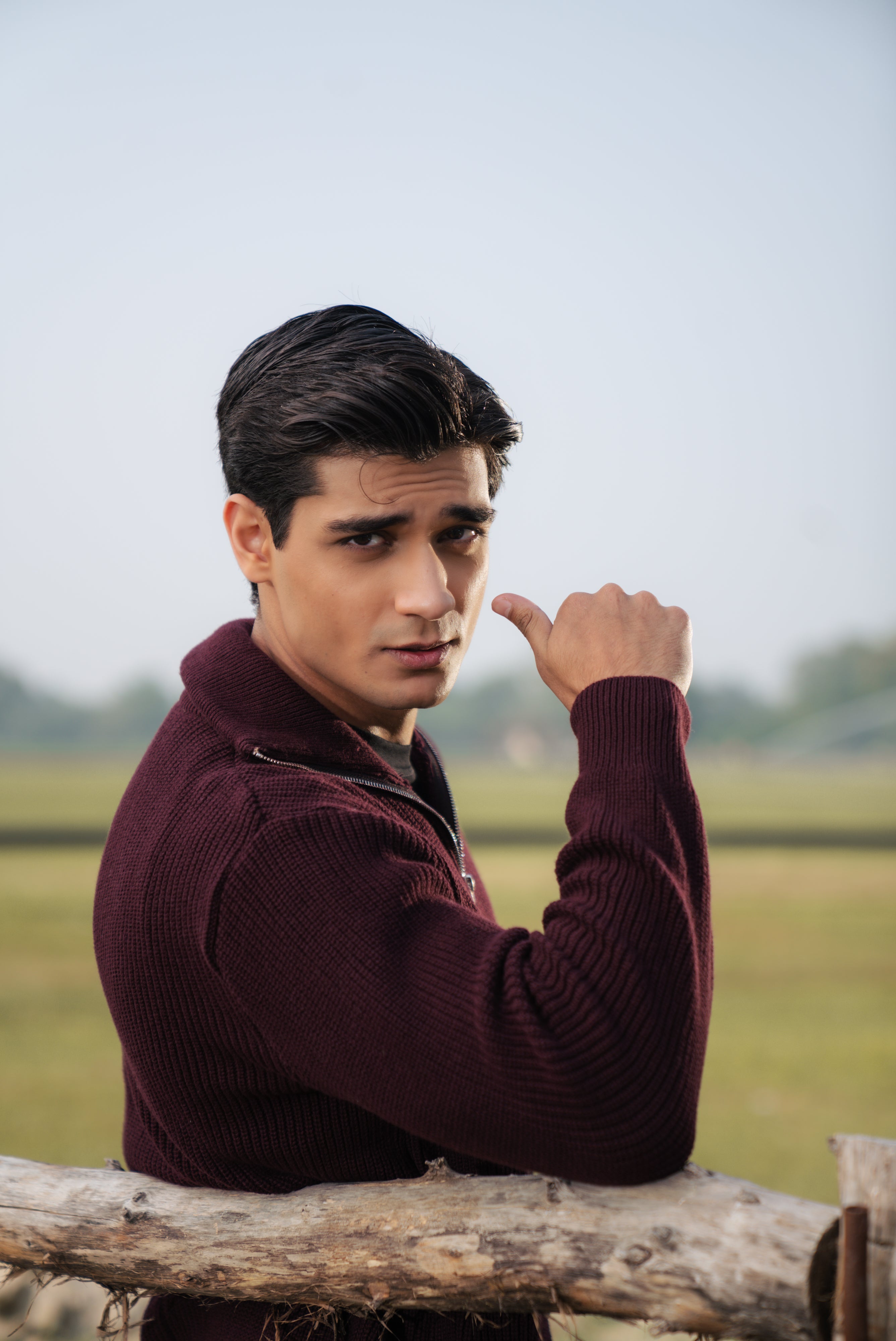 Wine Double Zip Sweater