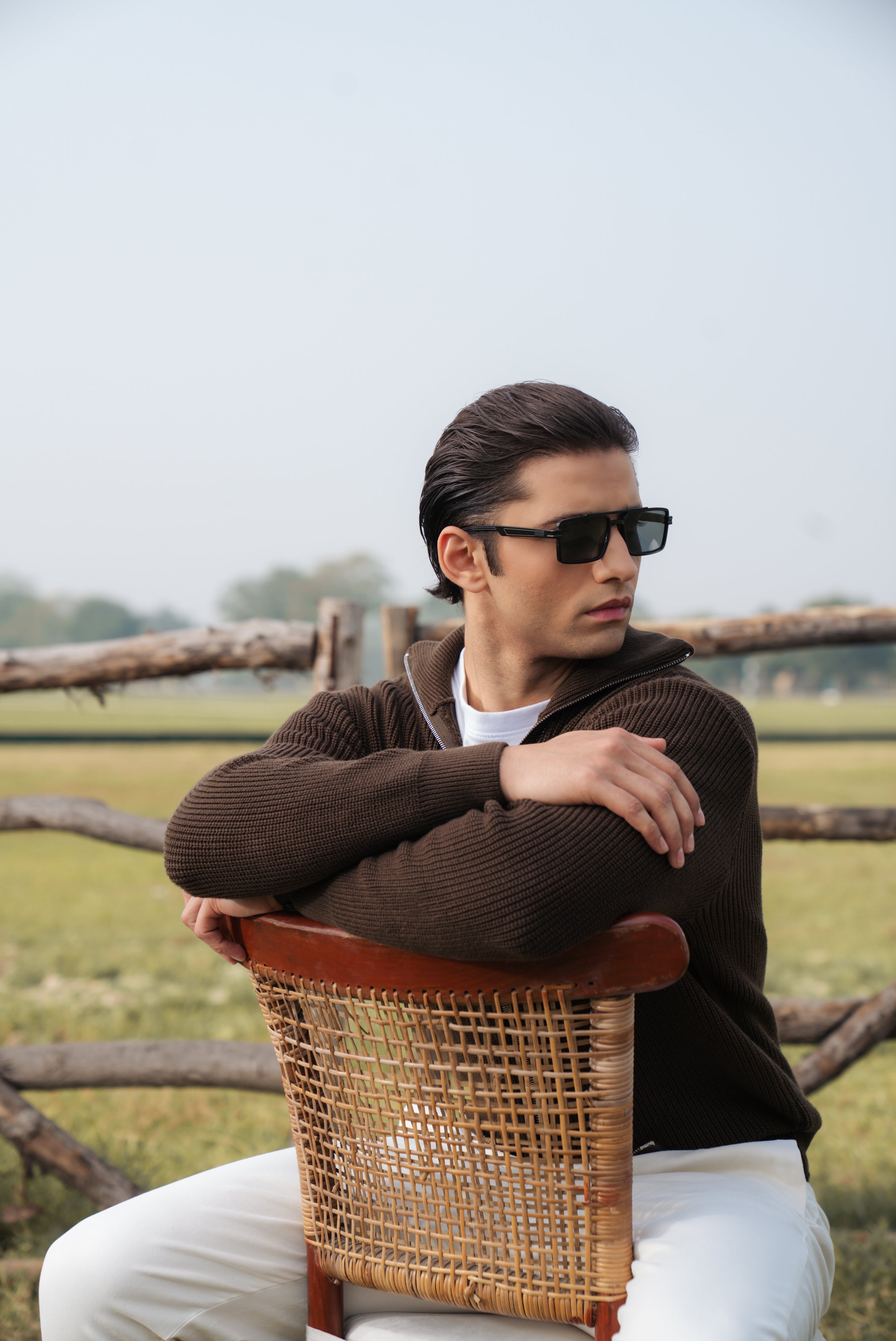 Chocolate Brown Double Zip Sweater