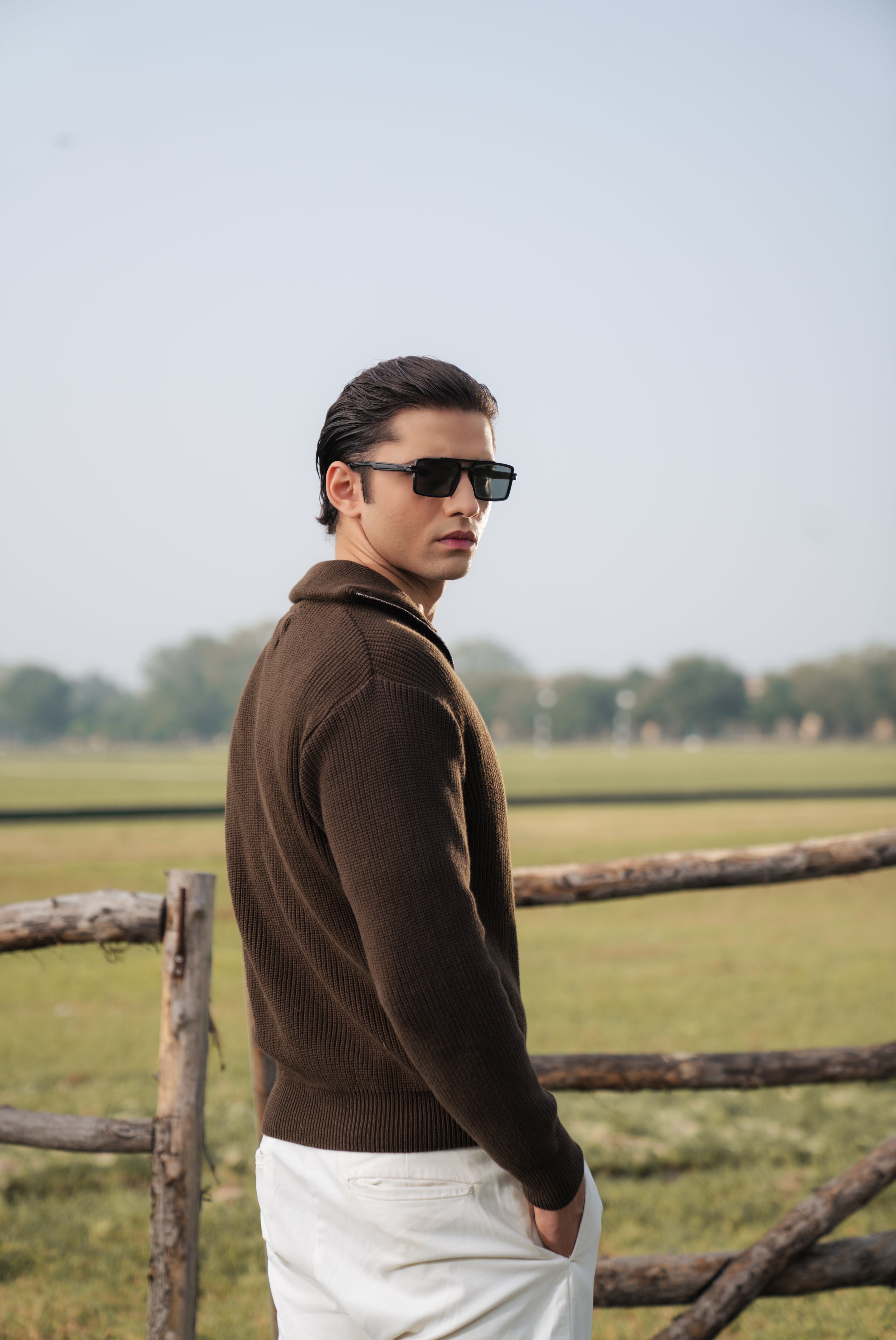 Chocolate Brown Double Zip Sweater