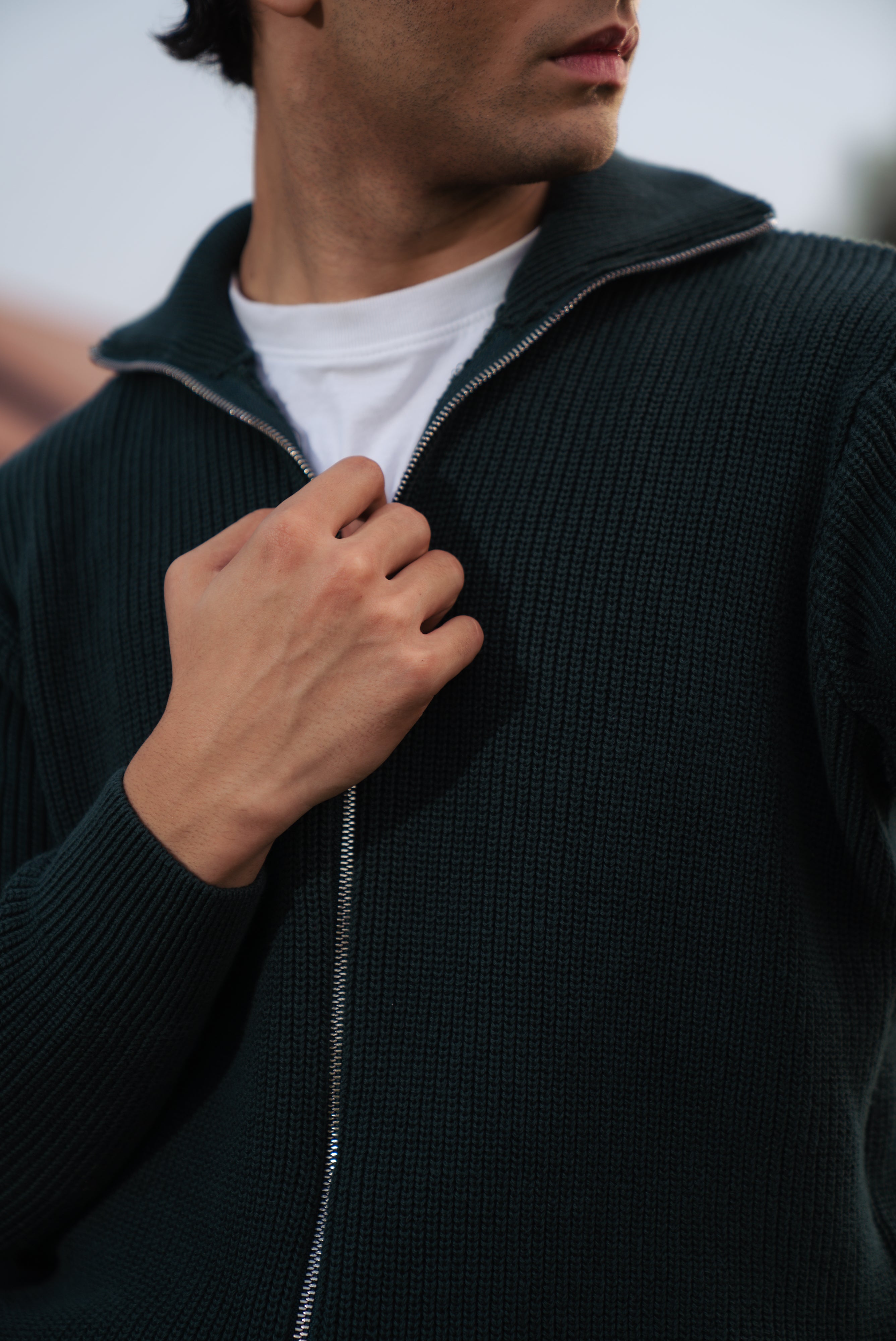 Bottle Green Double Zip Sweater