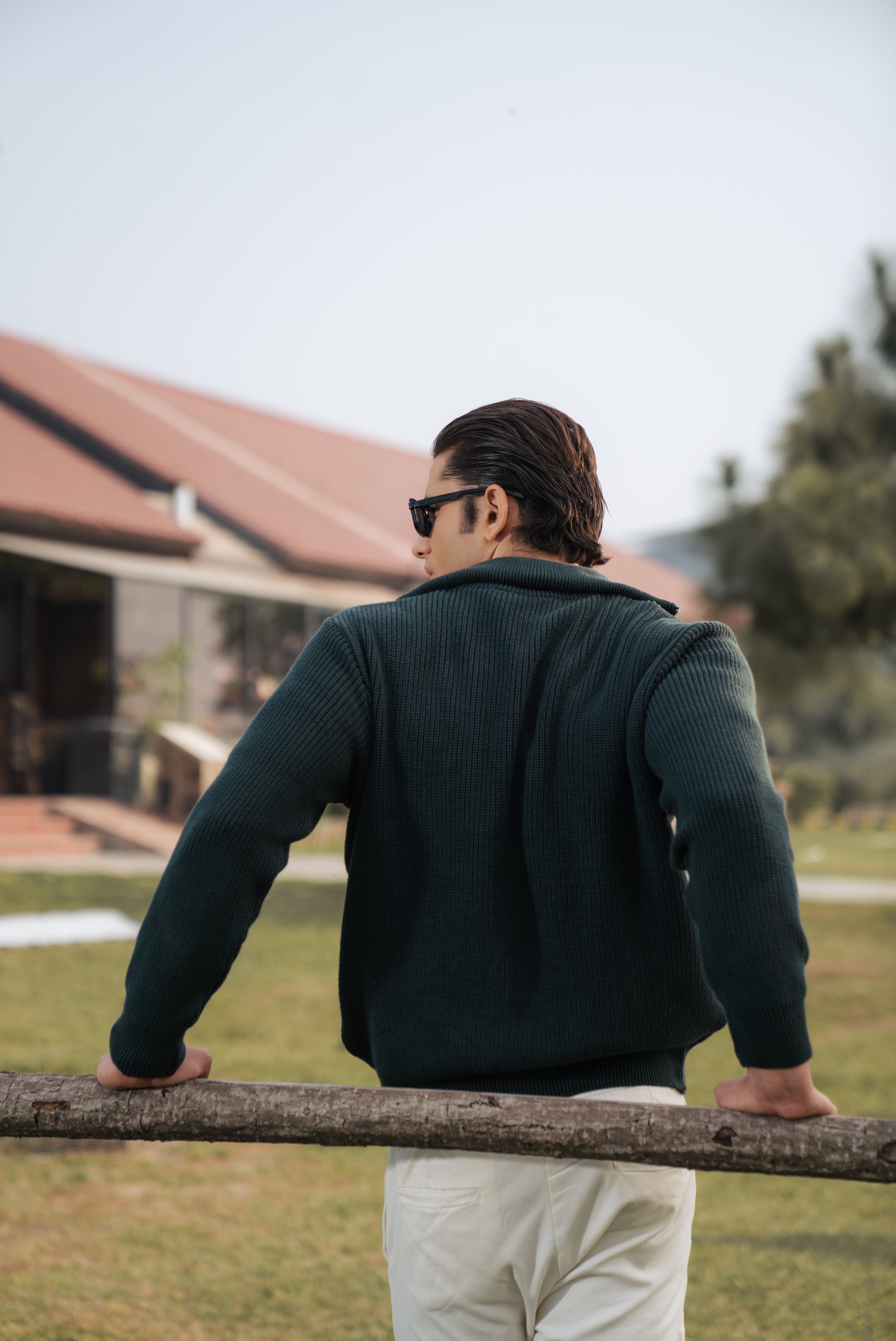 Bottle Green Double Zip Sweater
