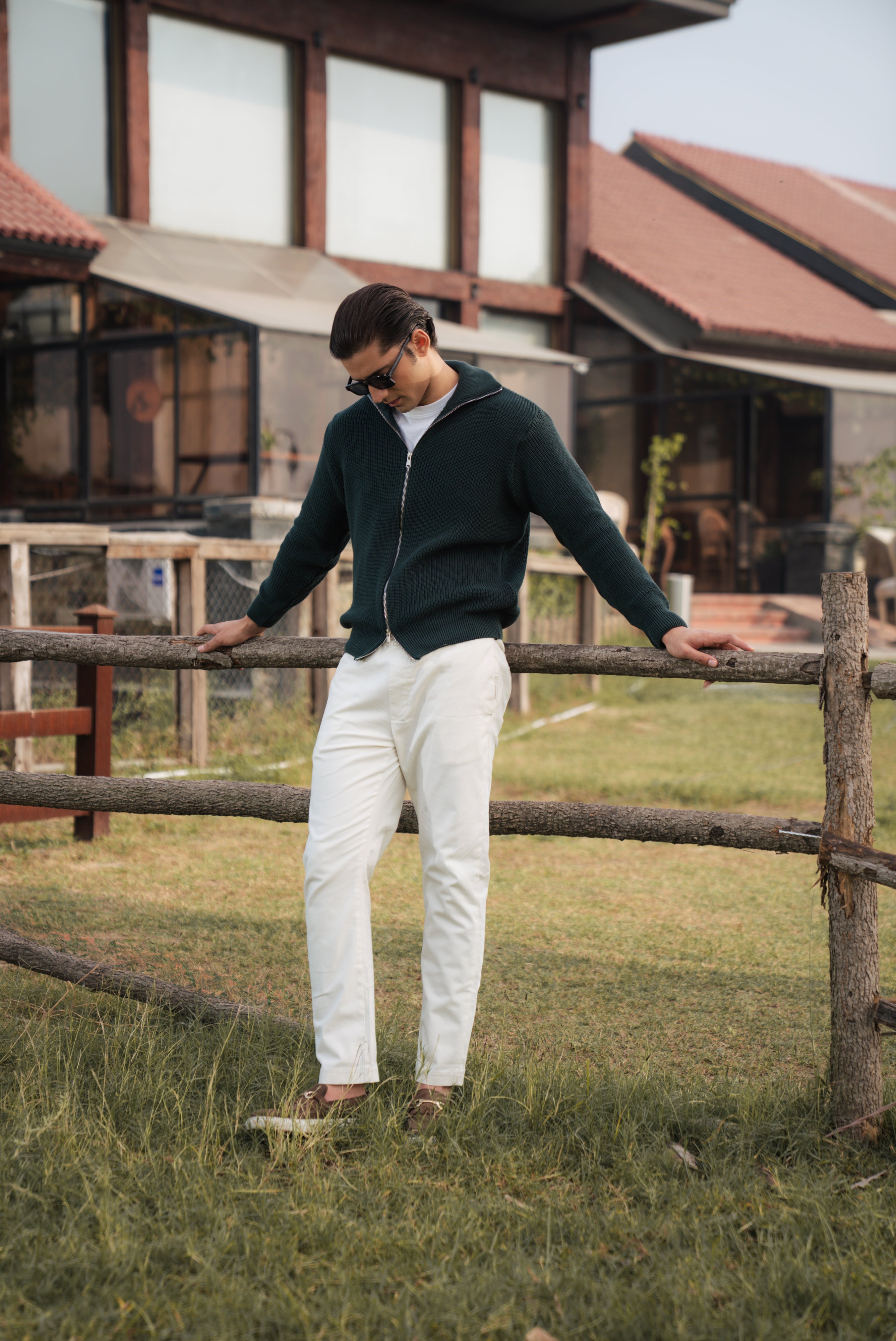 Bottle Green Double Zip Sweater