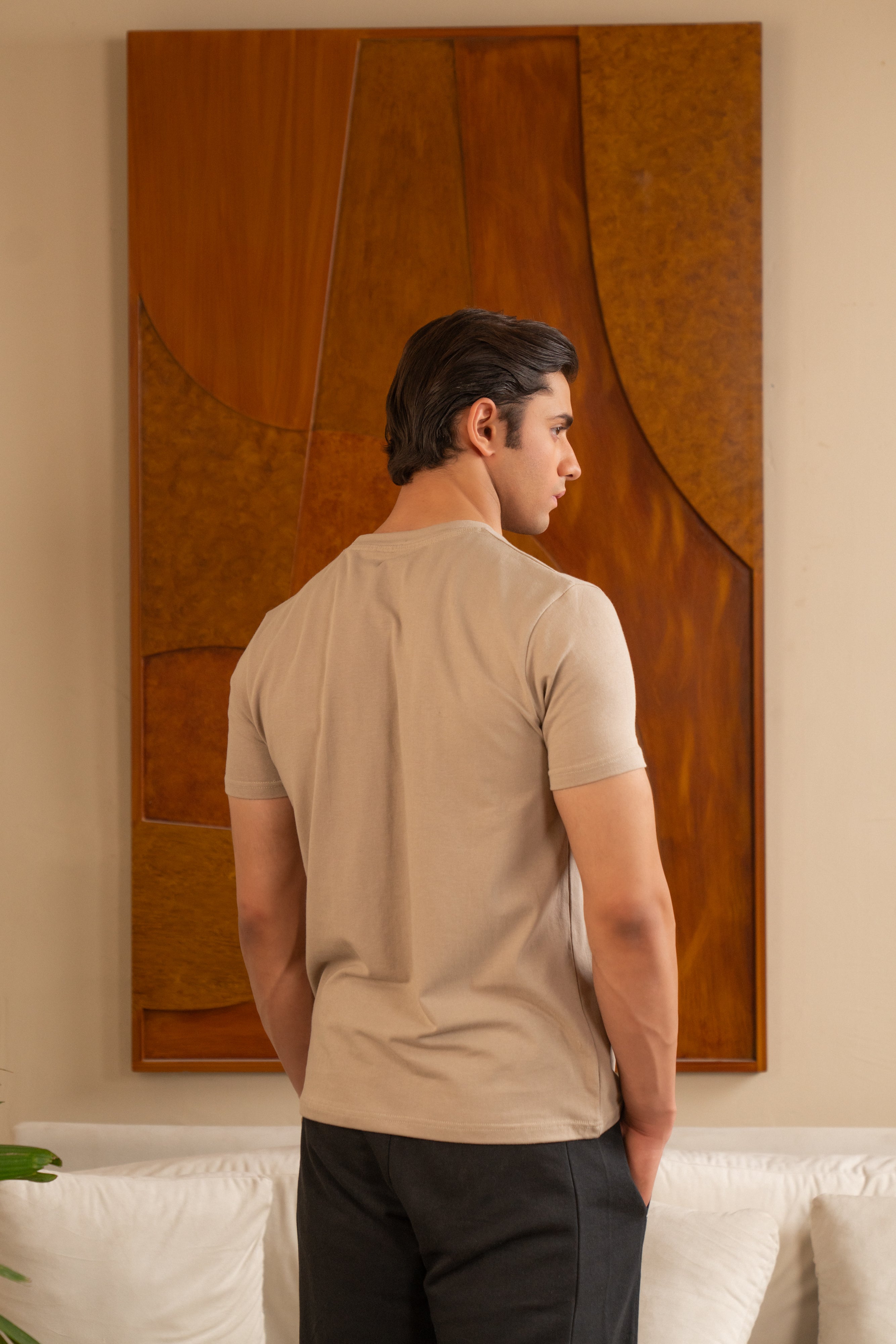 Beige Lycra T-Shirt