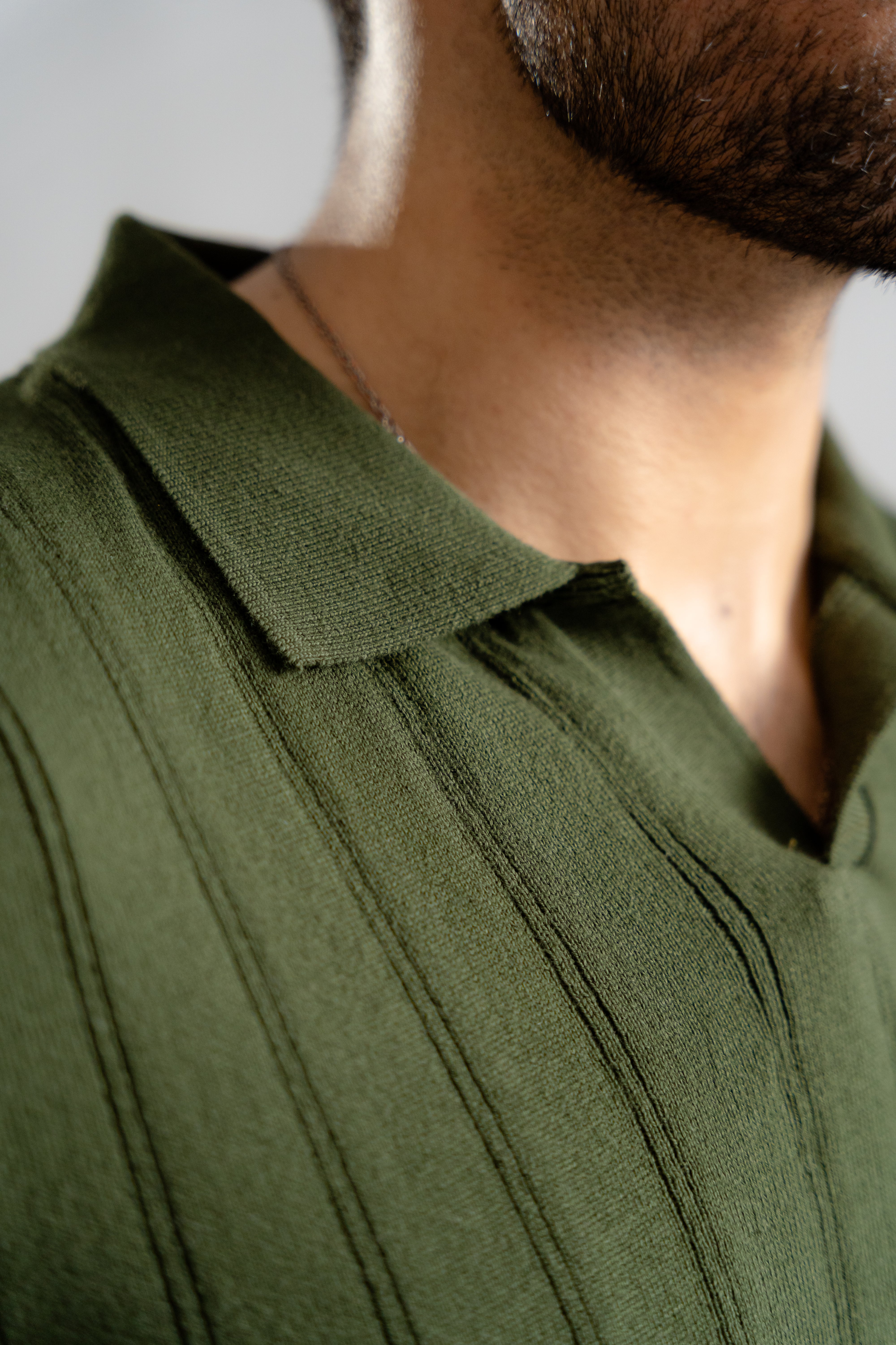 Olive Green Cotton Rich Knit Polo