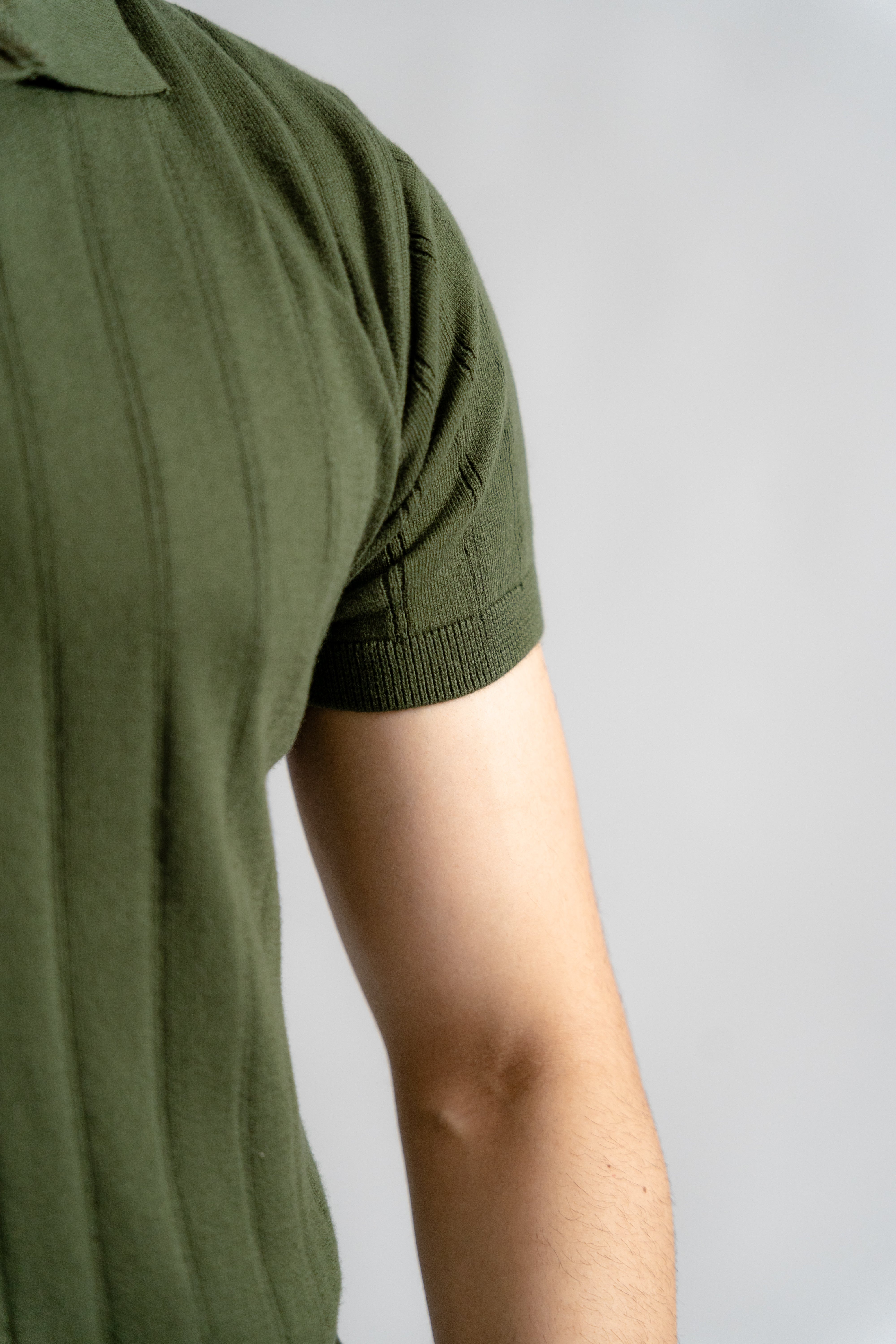 Olive Green Cotton Rich Knit Polo