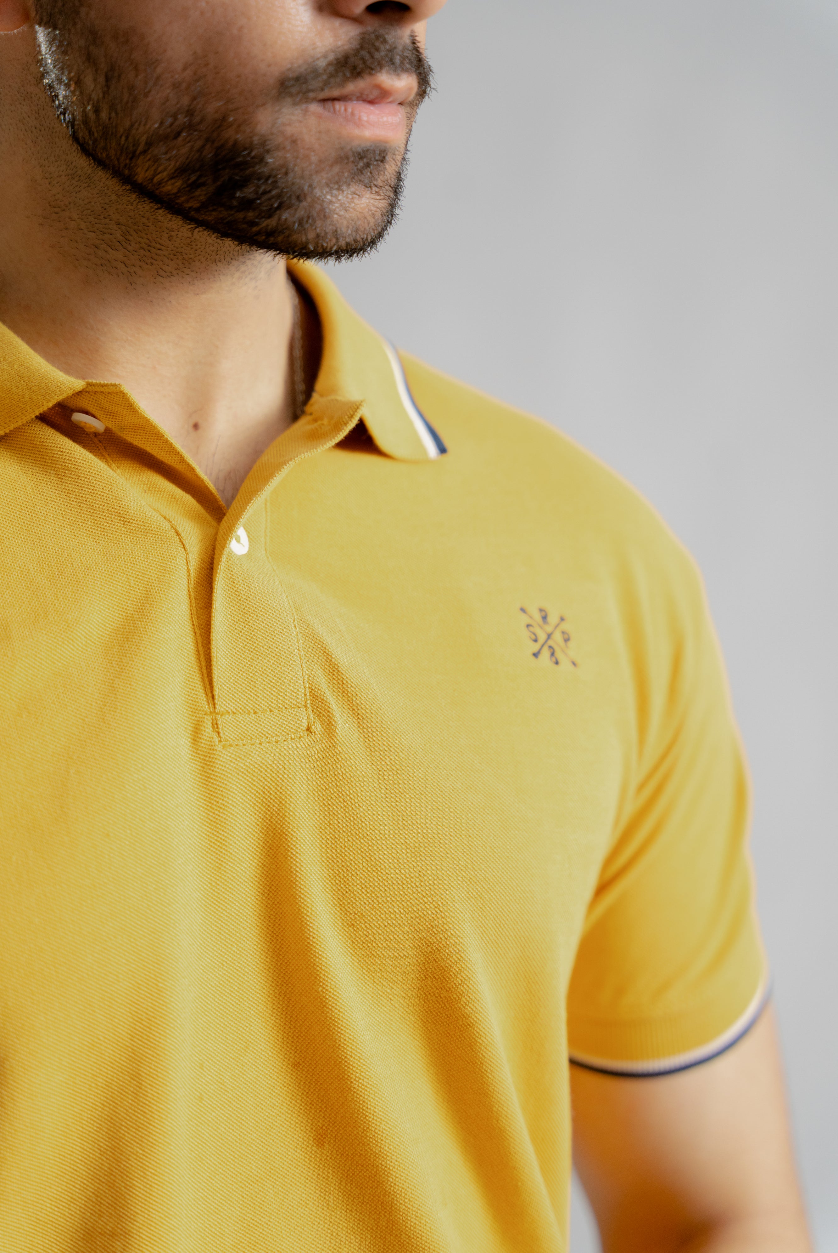 Mustard Contrast Collar Tipping Polo