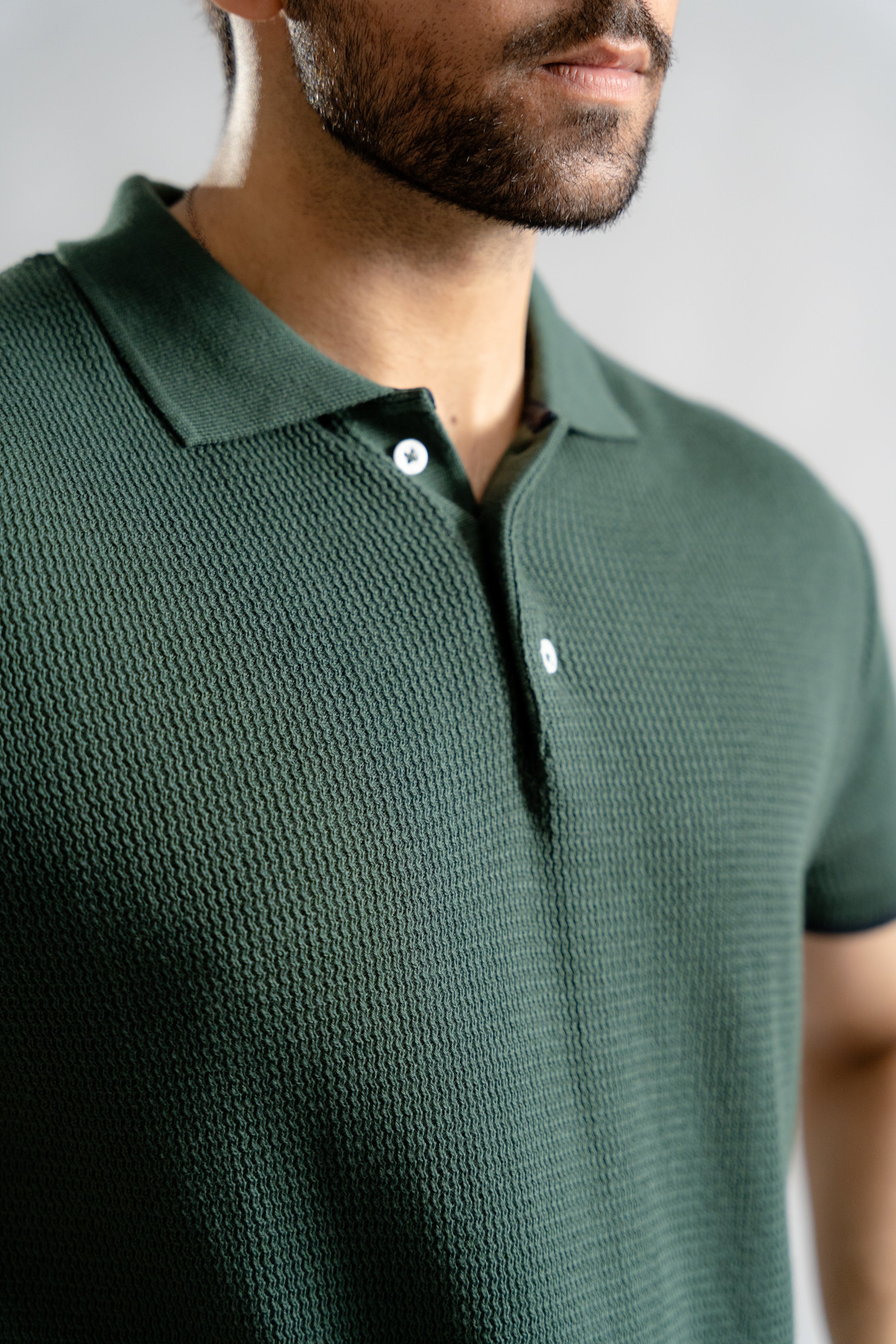 Green Rack Knit Polo