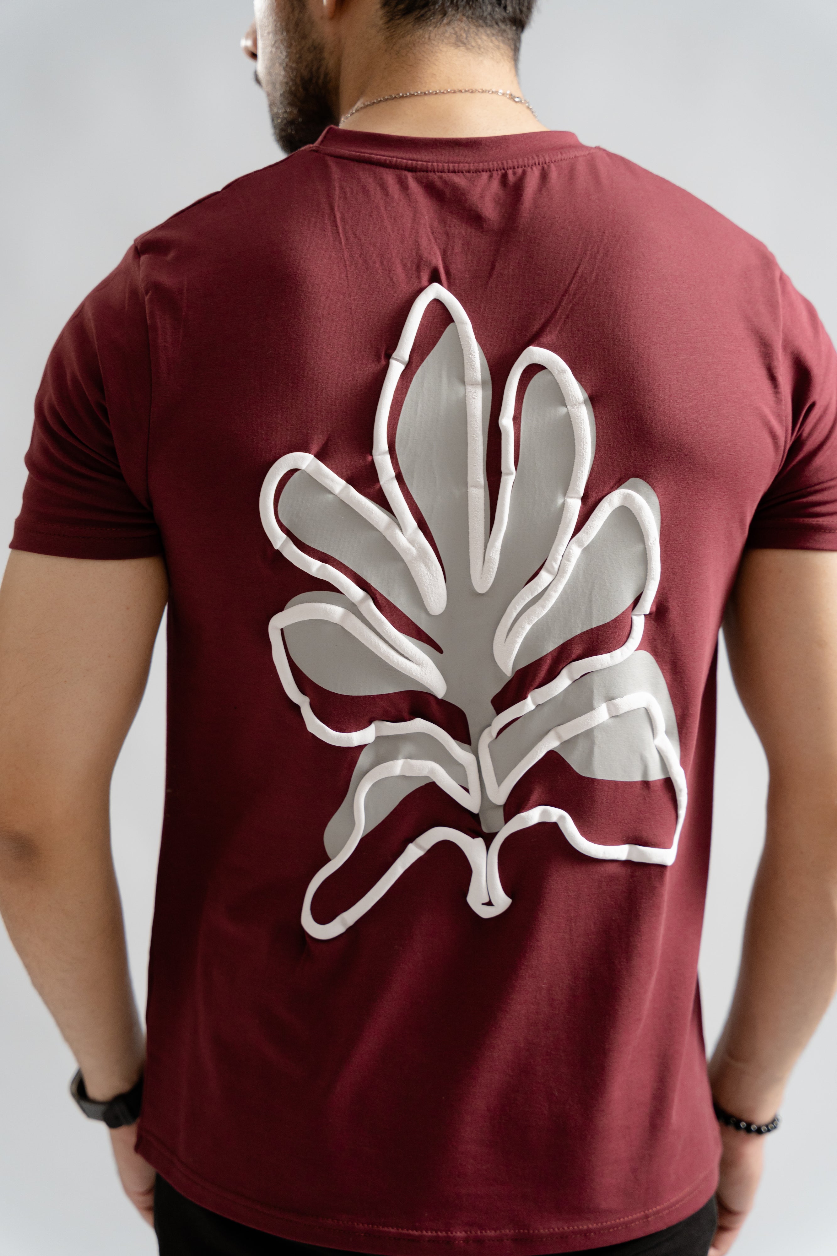 Maroon Puff Print Graphic Tshirt