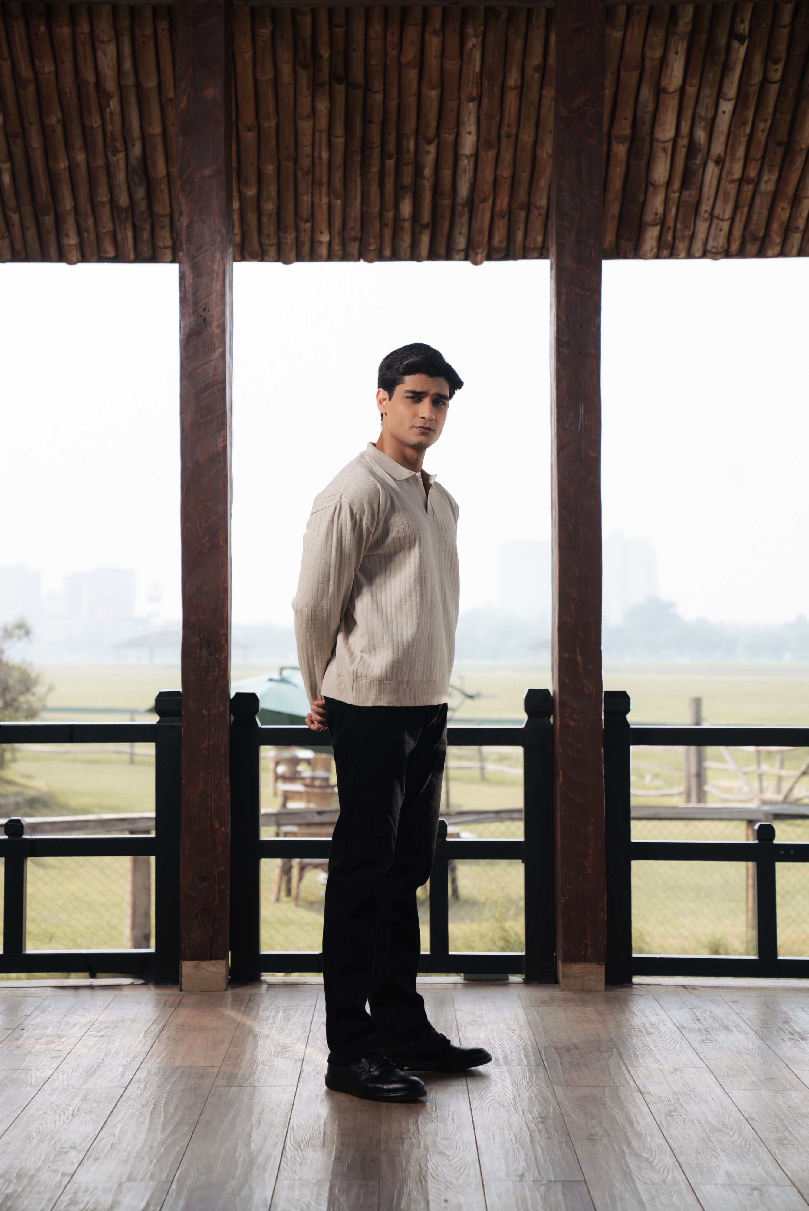 Off White Boxy Fit Sweater Polo