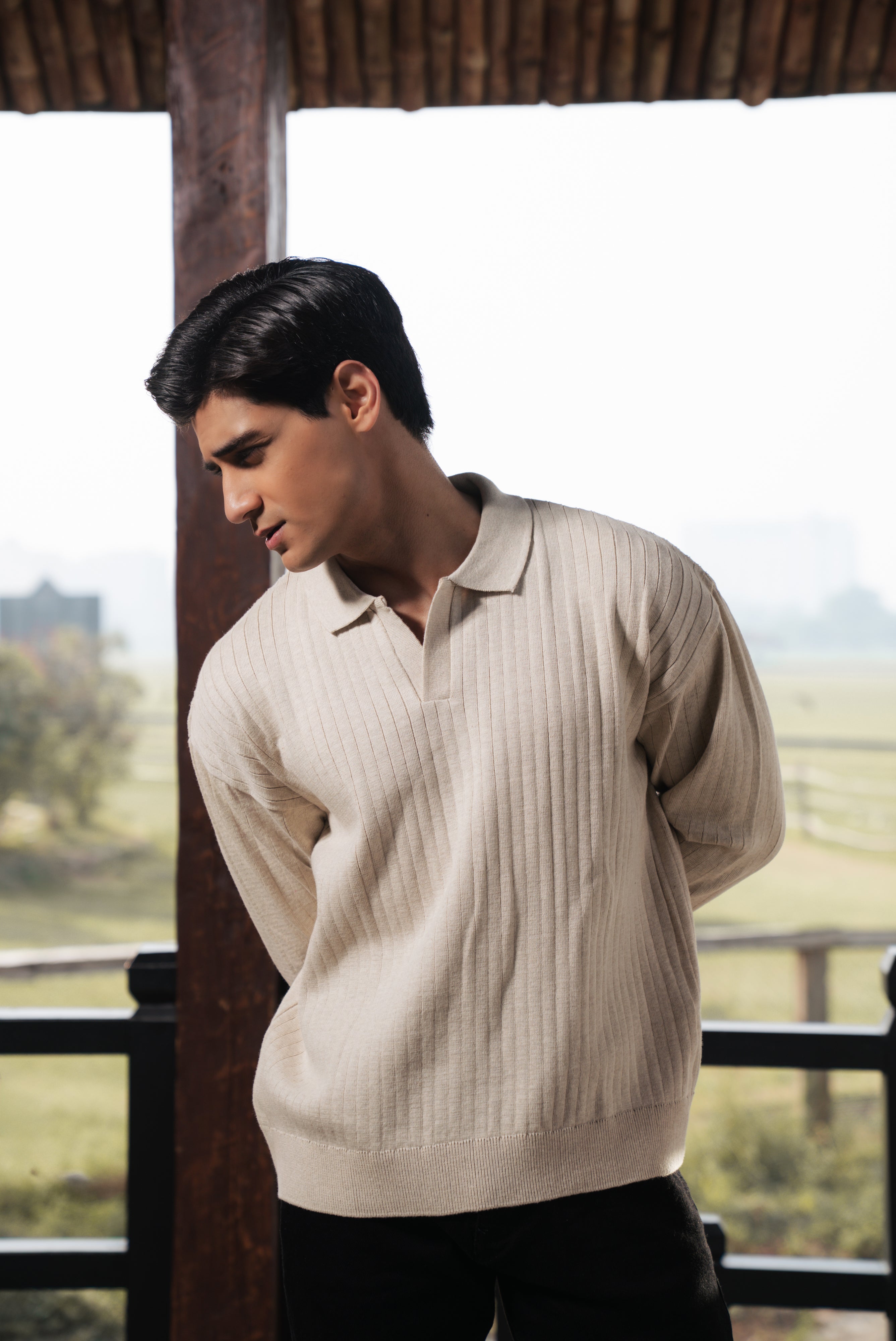 Off White Boxy Fit Sweater Polo