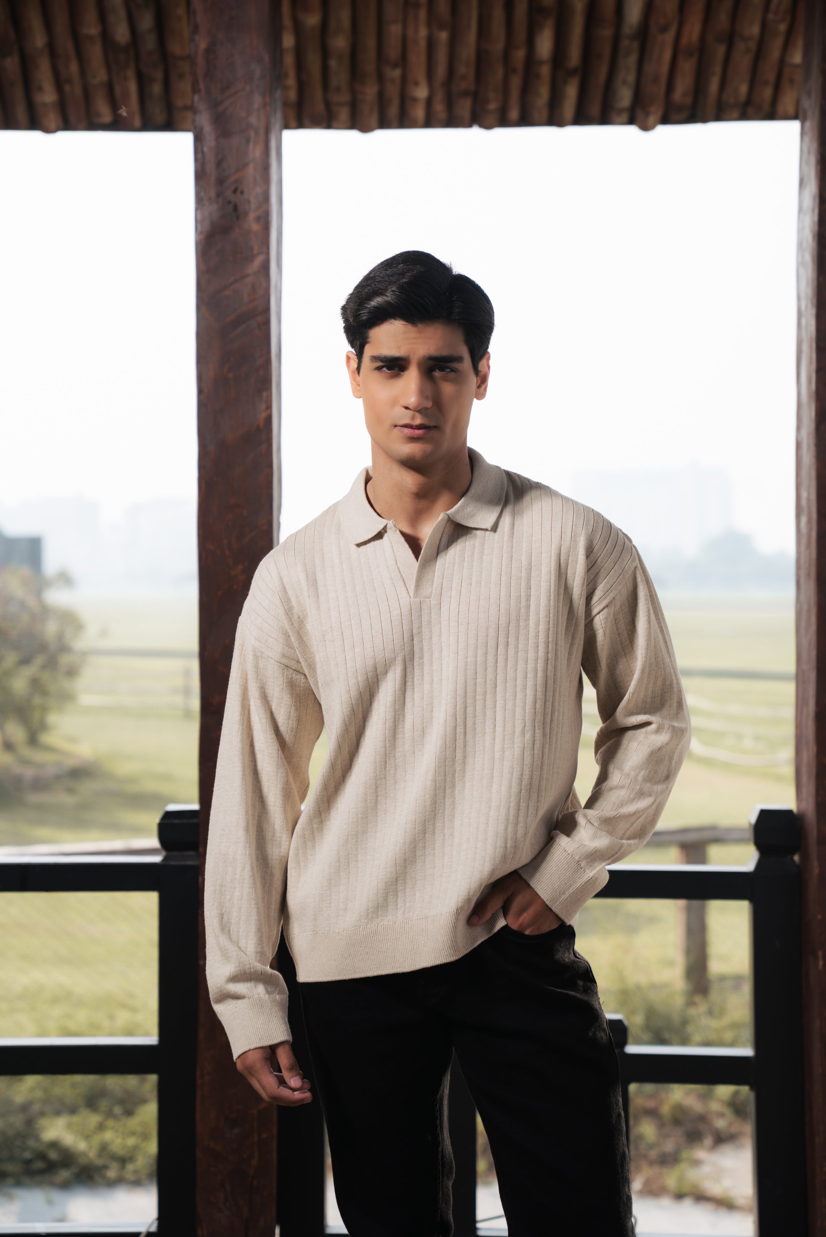 Off White Boxy Fit Sweater Polo