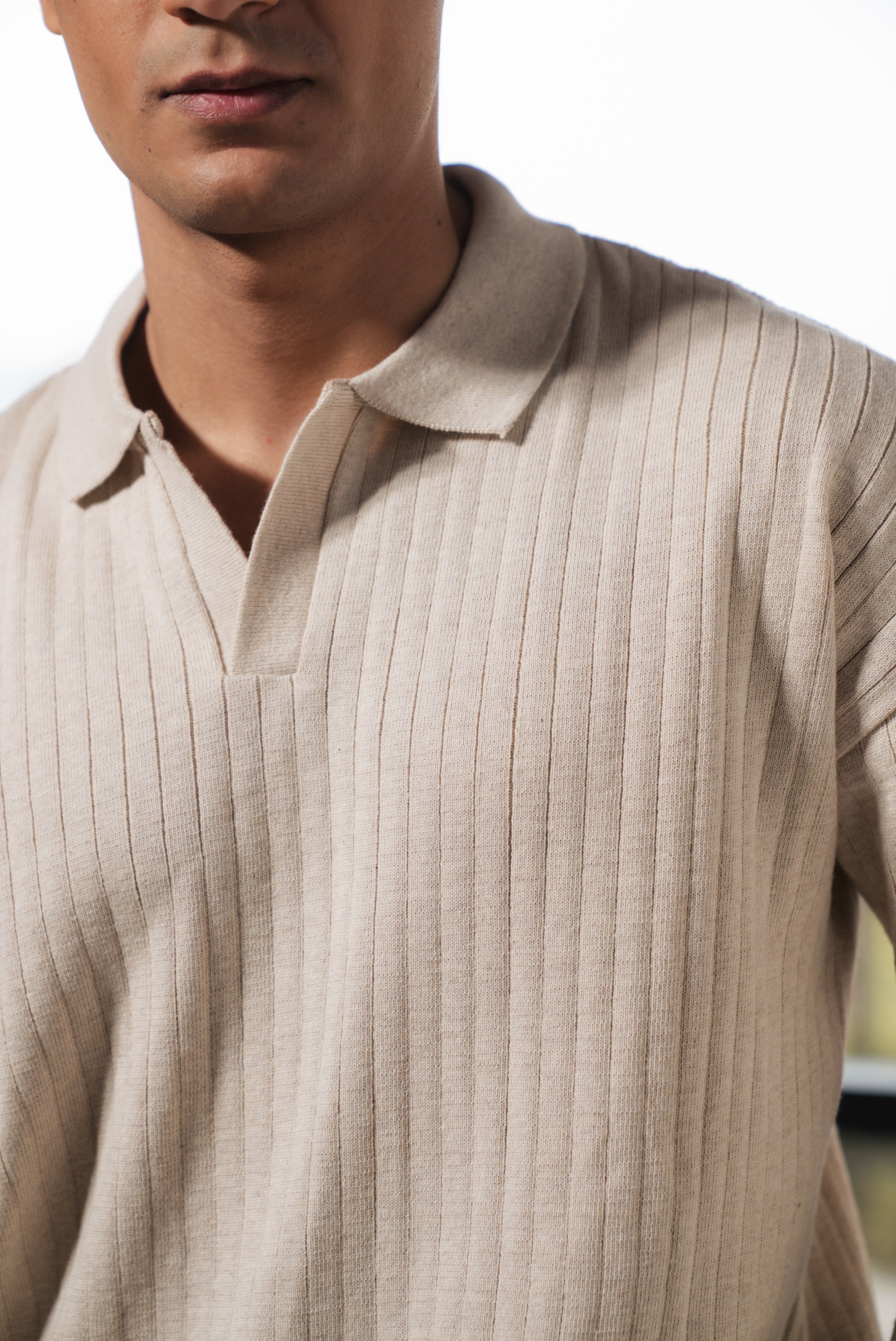 Off White Boxy Fit Sweater Polo