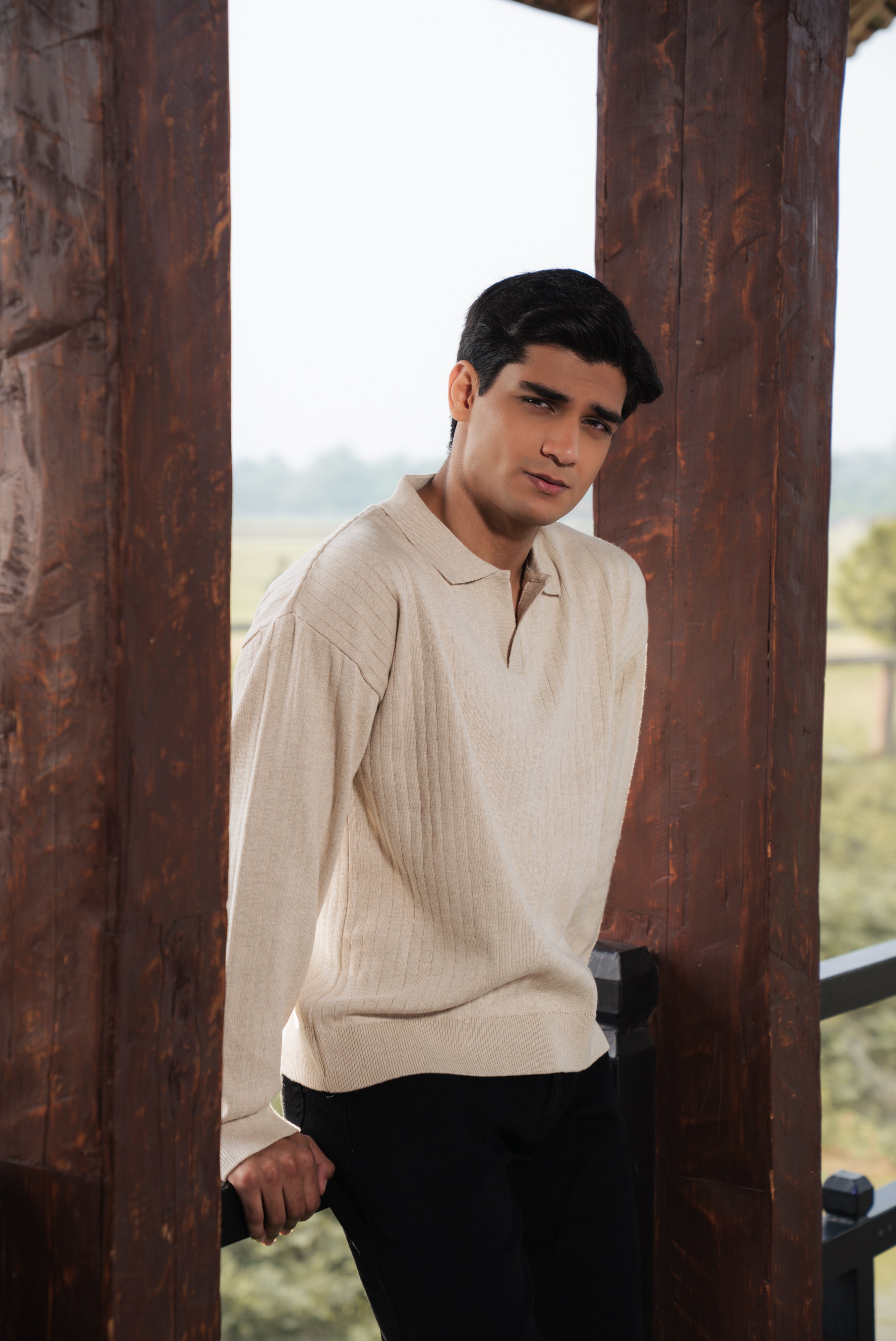 Off White Boxy Fit Sweater Polo