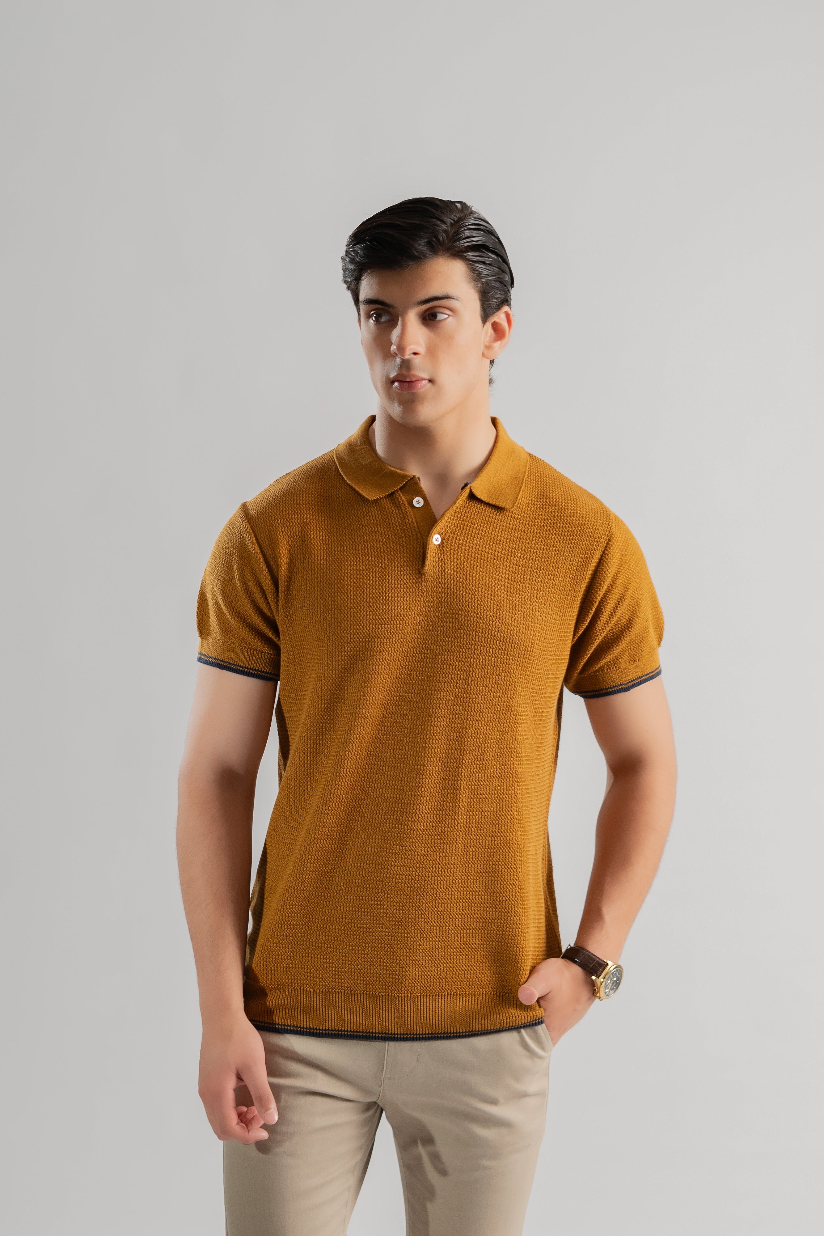 Mustard Rack knit polo