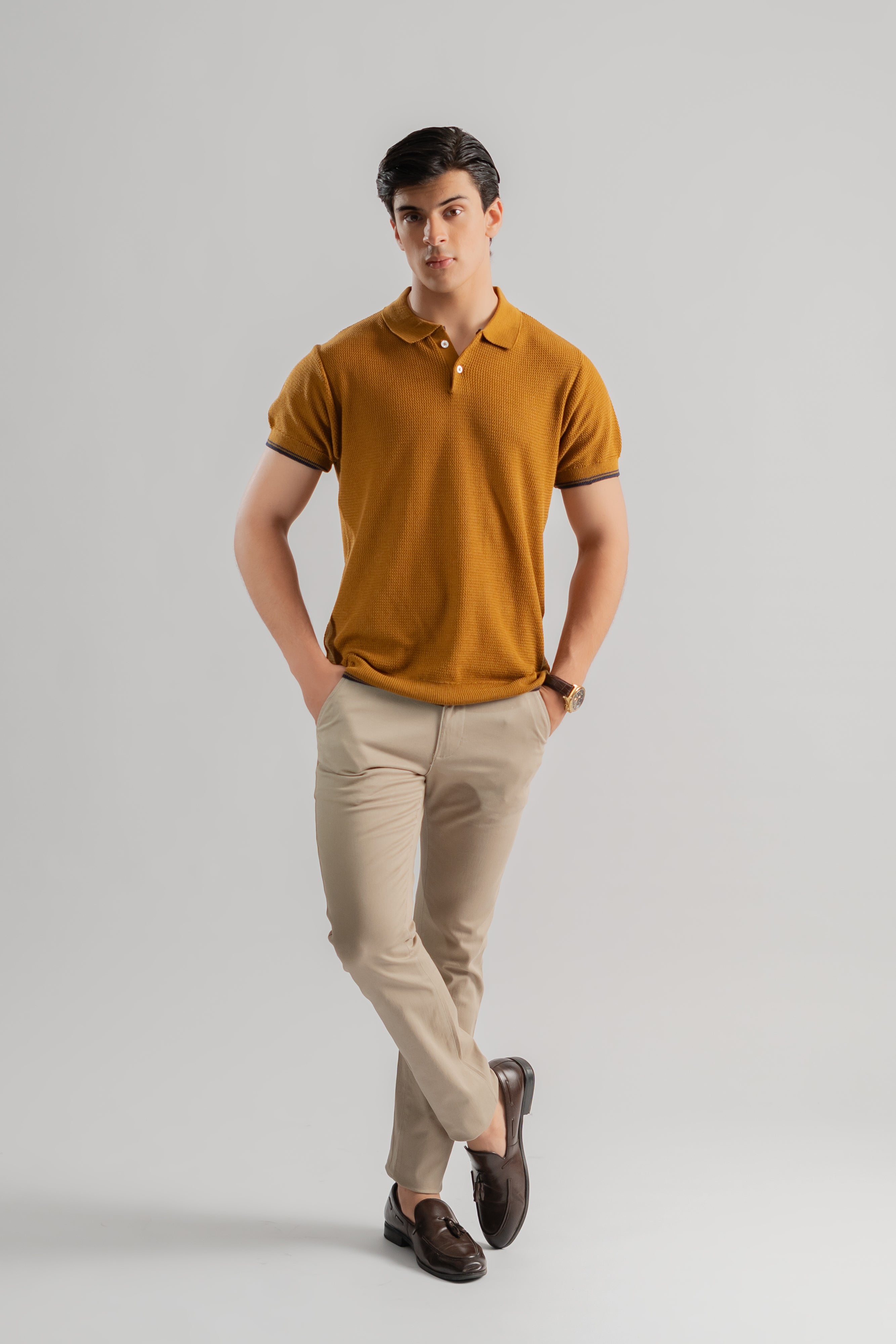 Mustard Rack knit polo