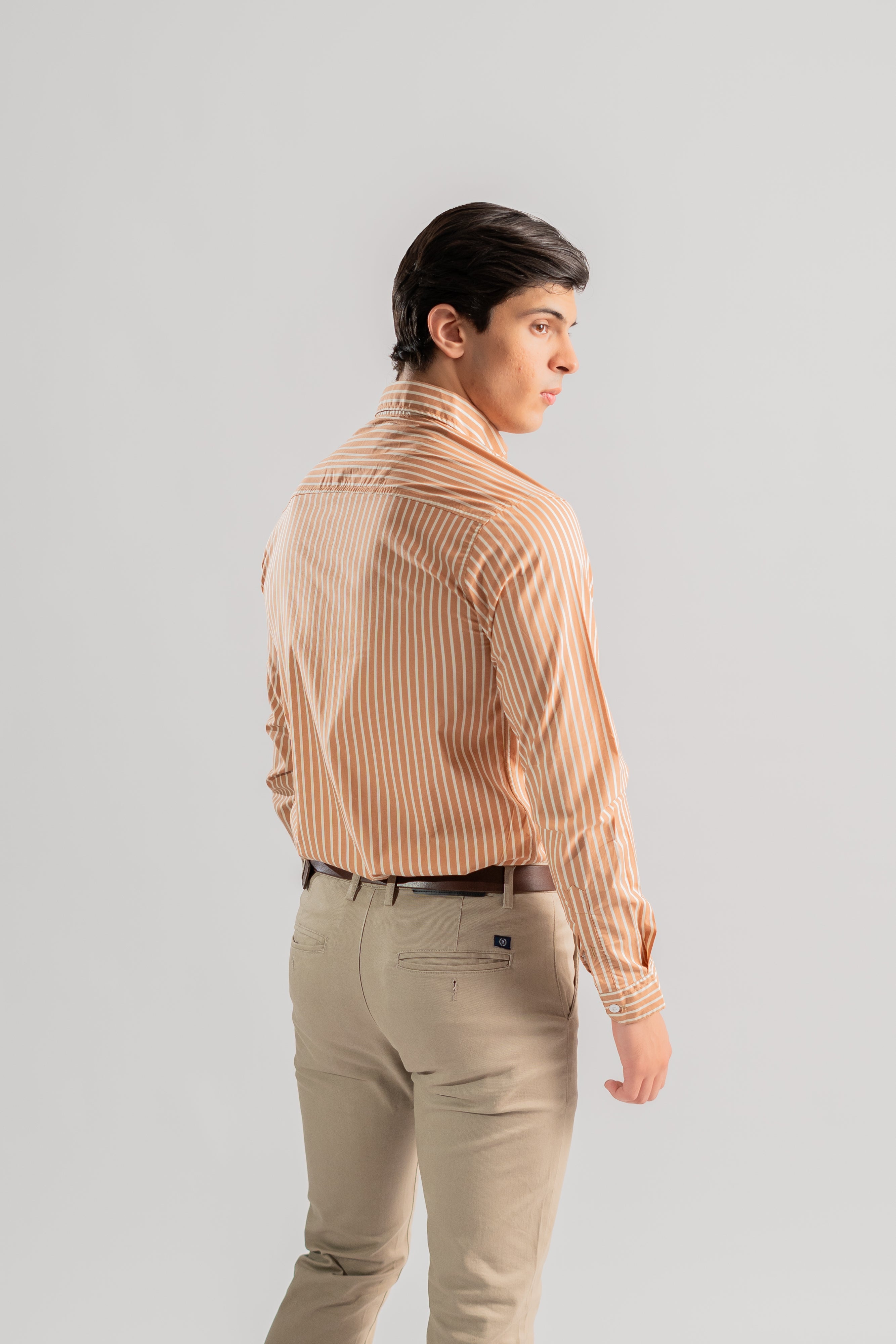 Mustard white stripe shirt