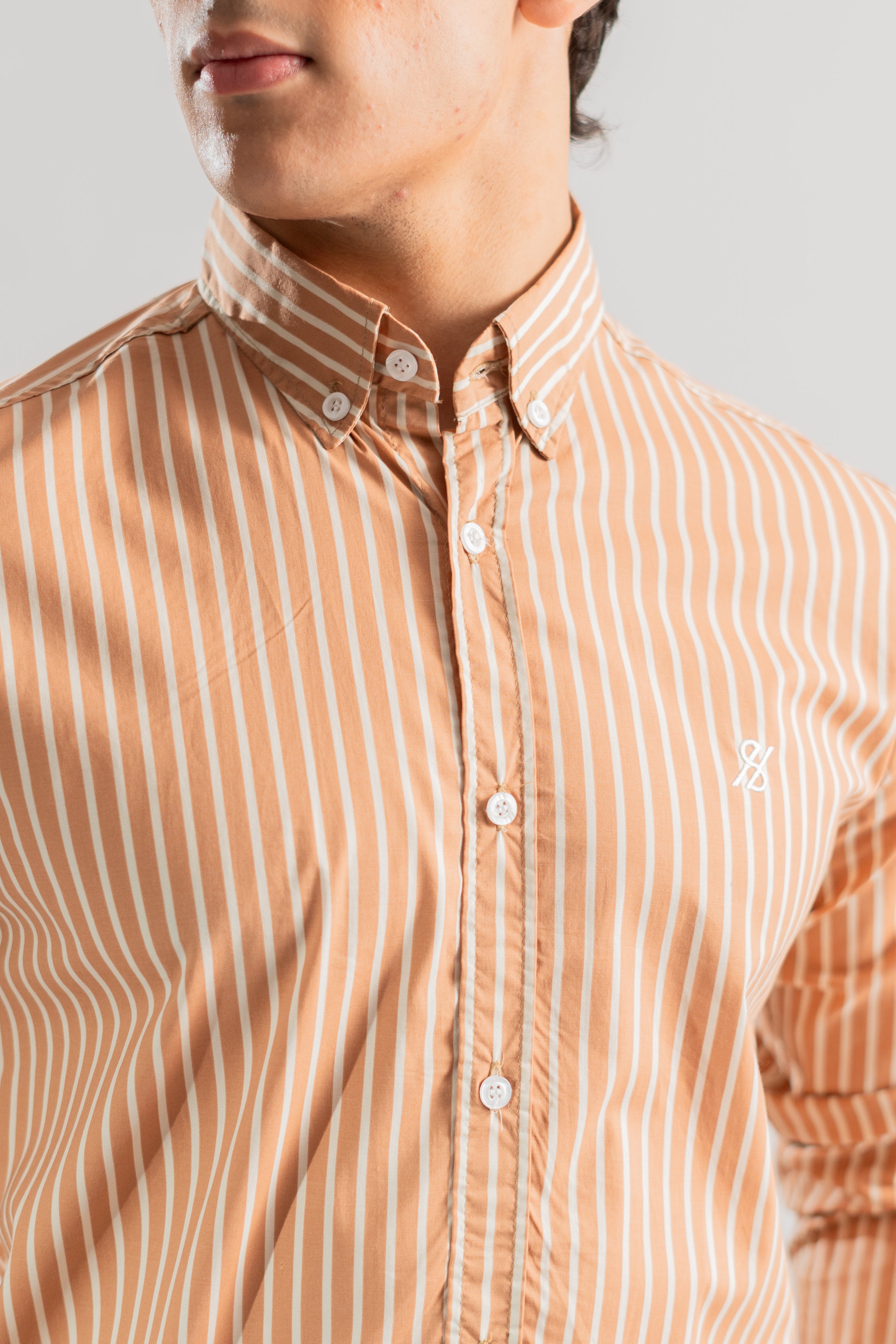 Mustard white strip shirt