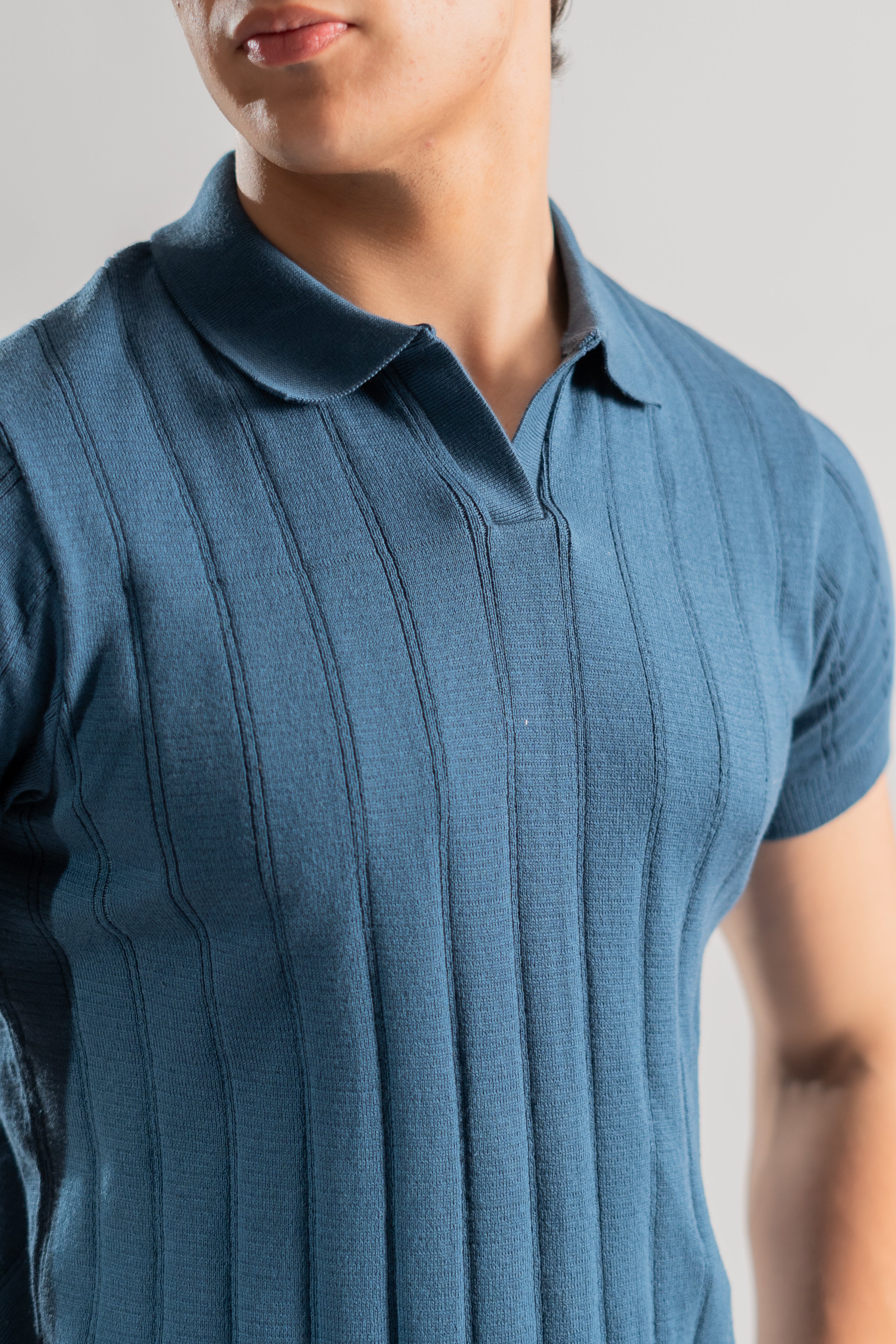 Teal cotton rich ribbed polo