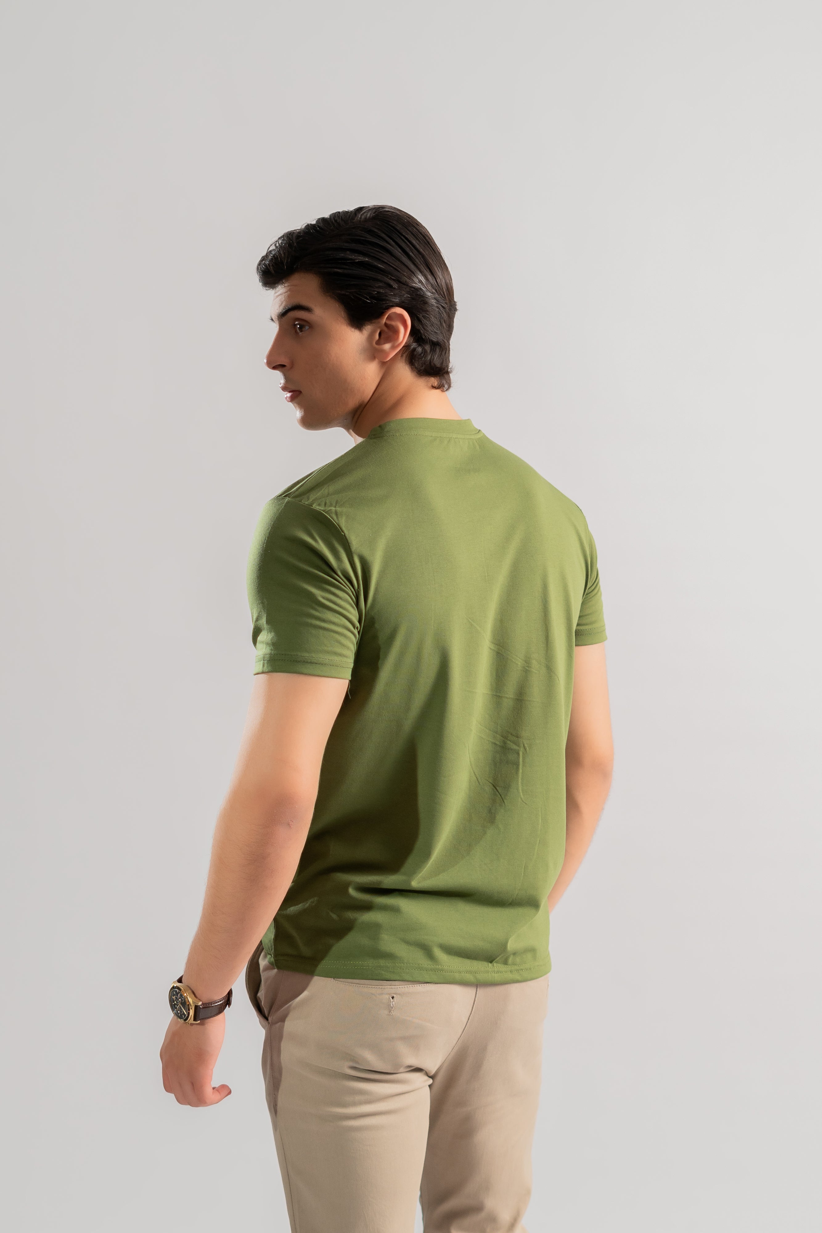 Green printed logo Lycra tshirt