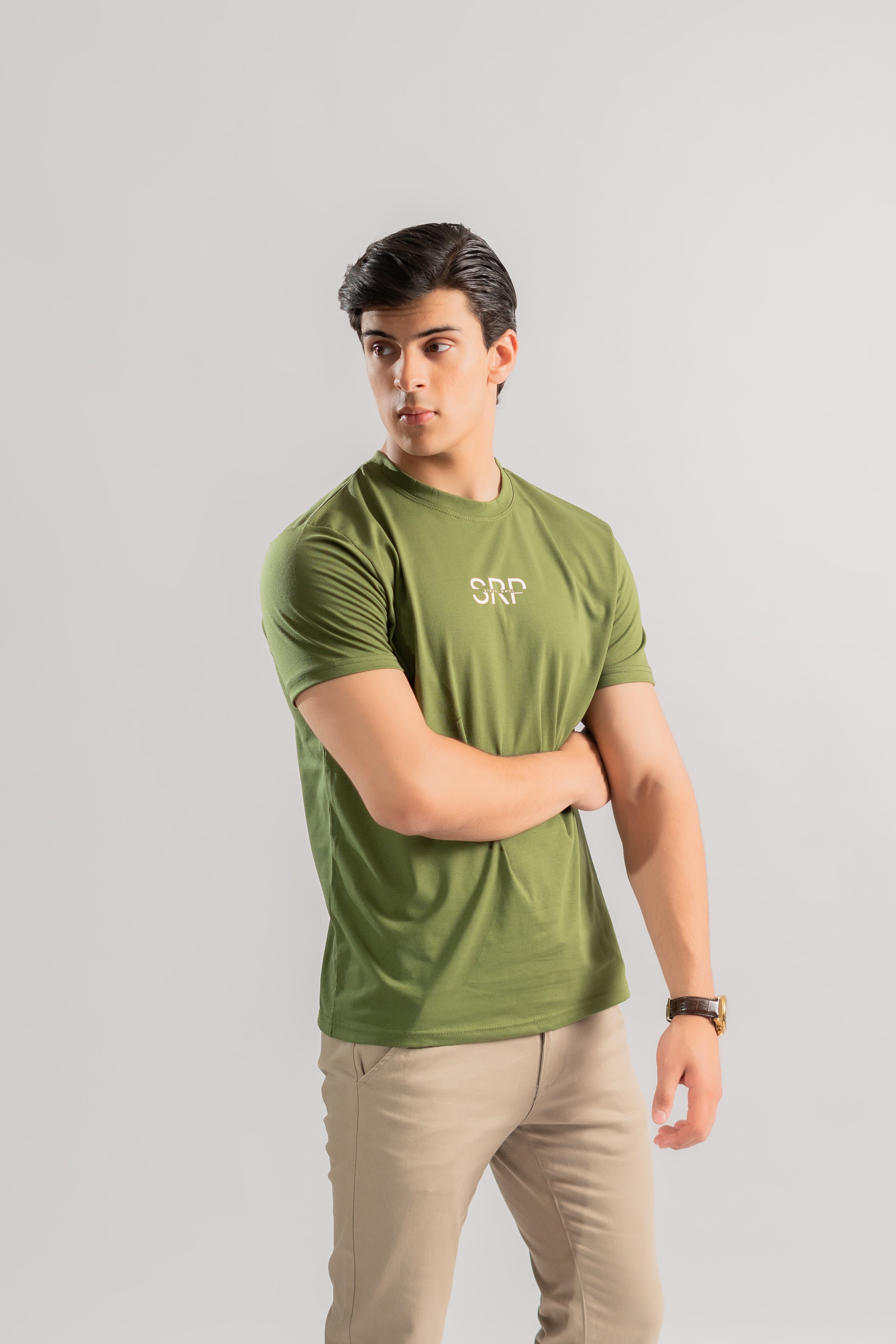 Green printed logo Lycra tshirt