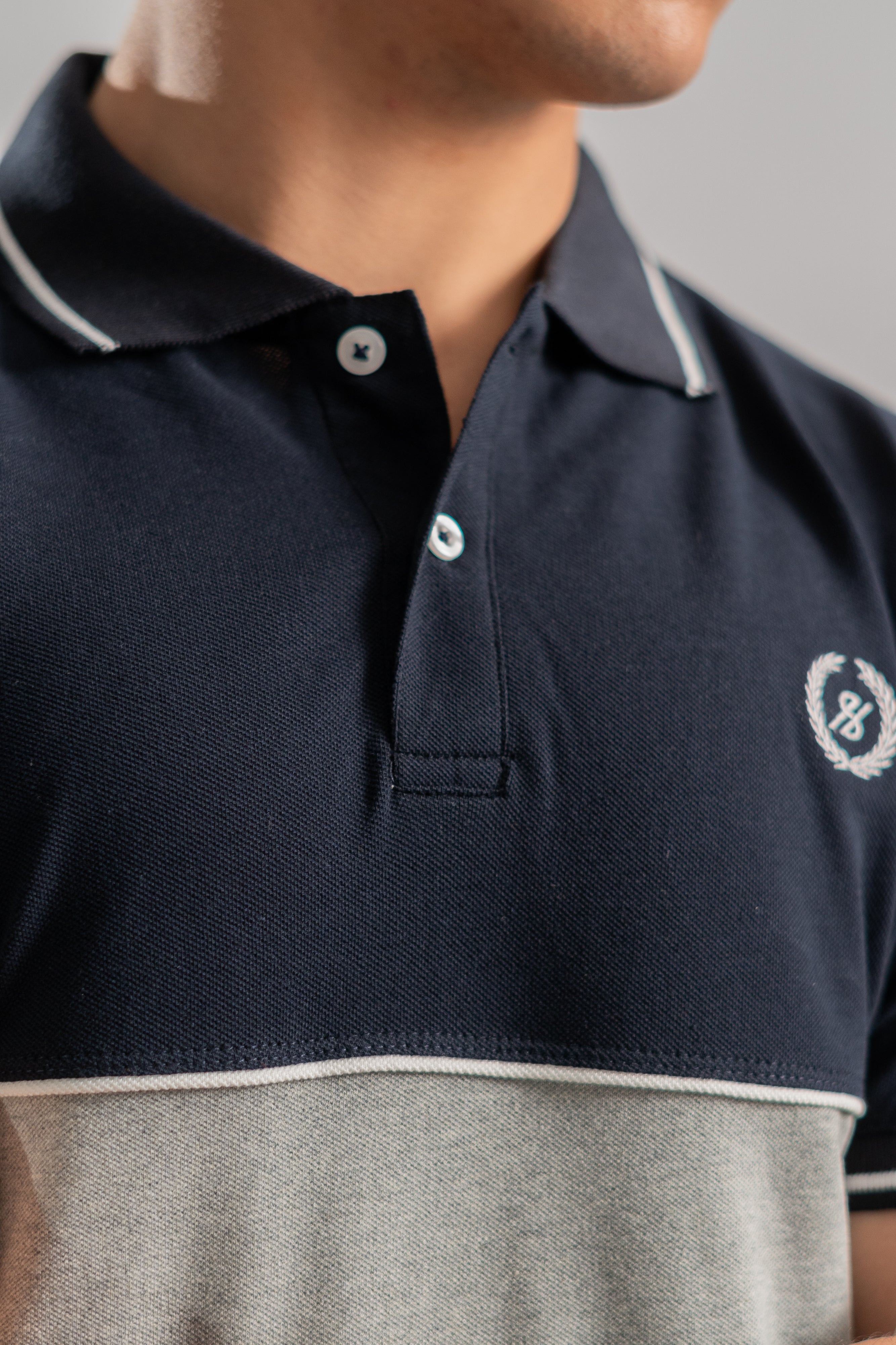 Navy gray contrast tipping polo