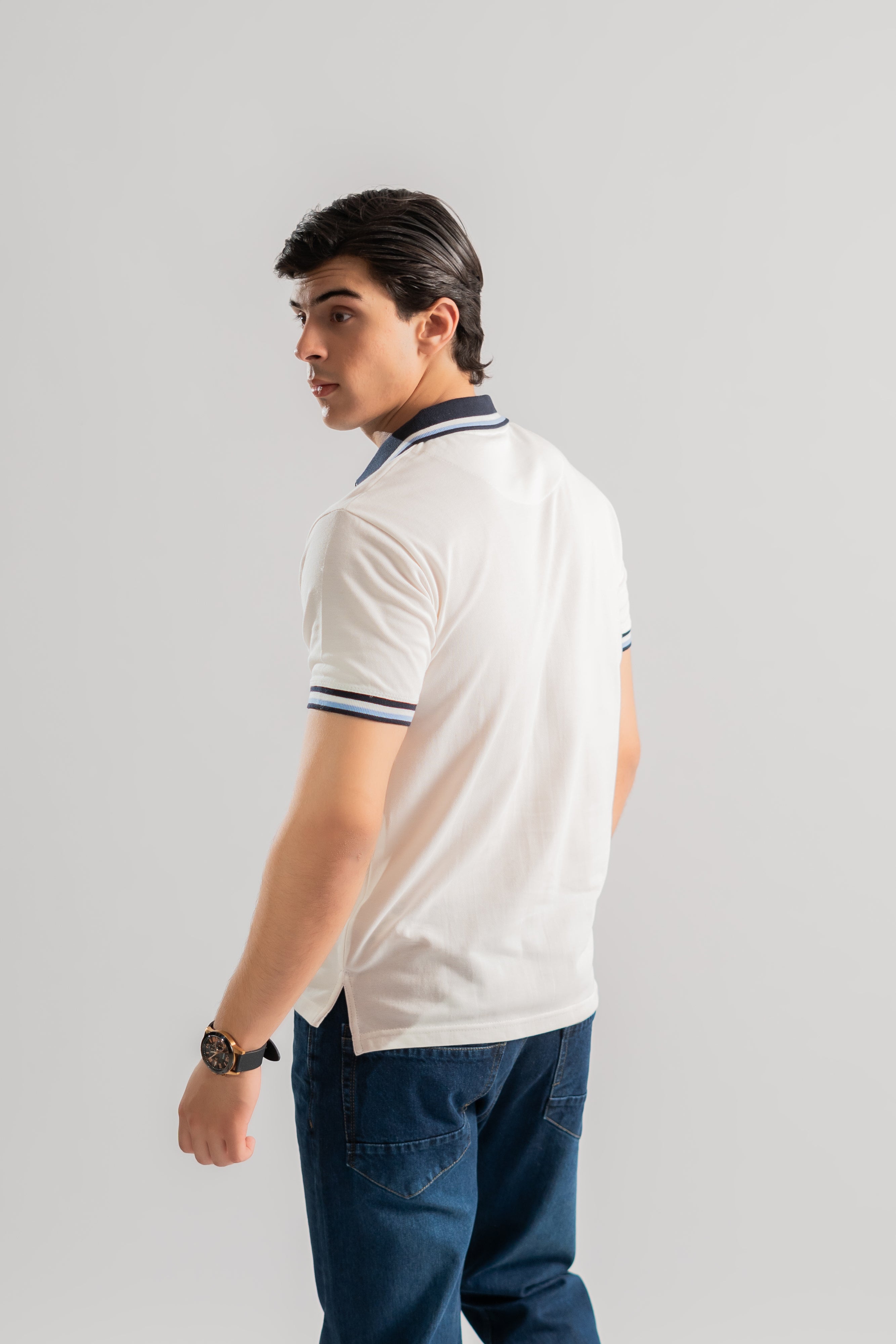 White zipper polo