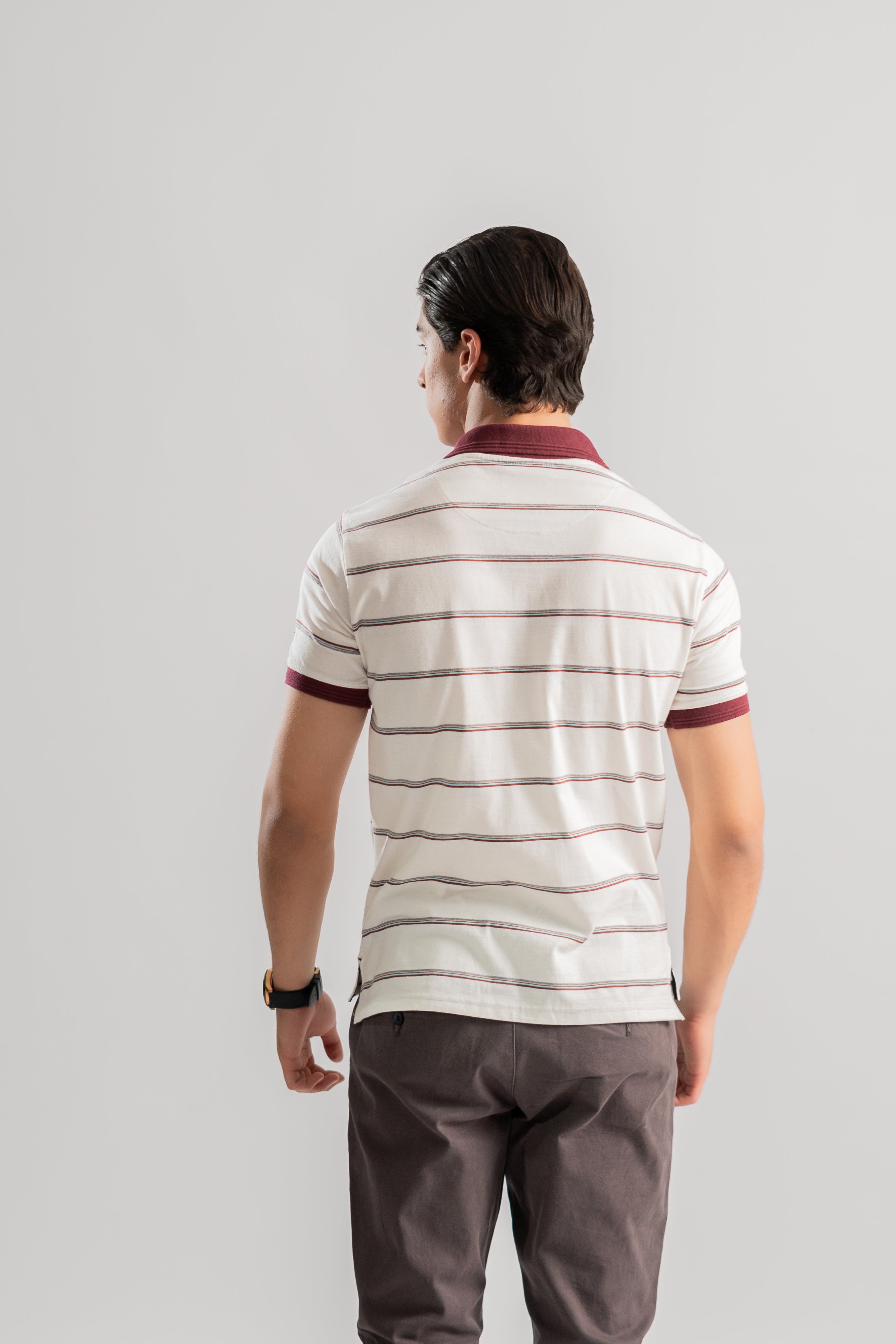 White multi stripe polo