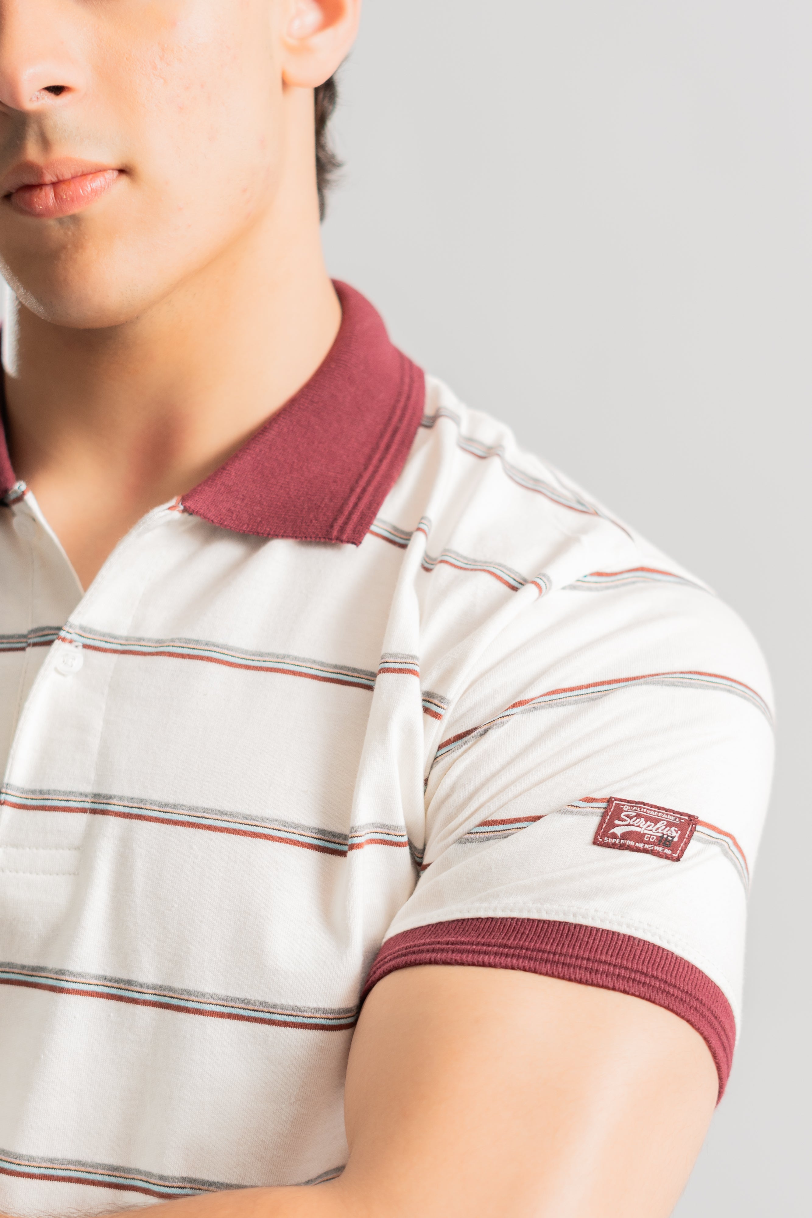 White multi stripe polo