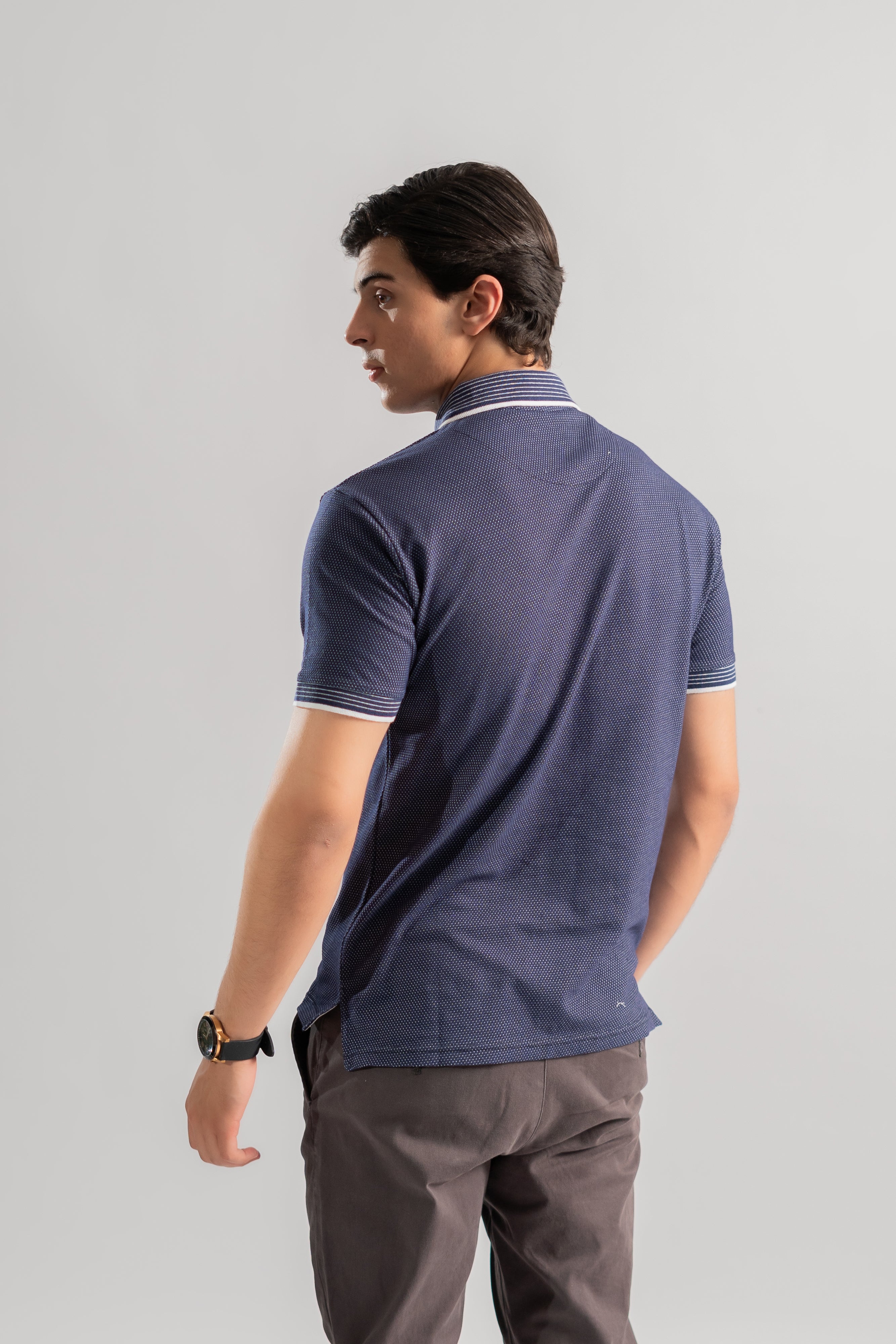 Navy jacquard polo