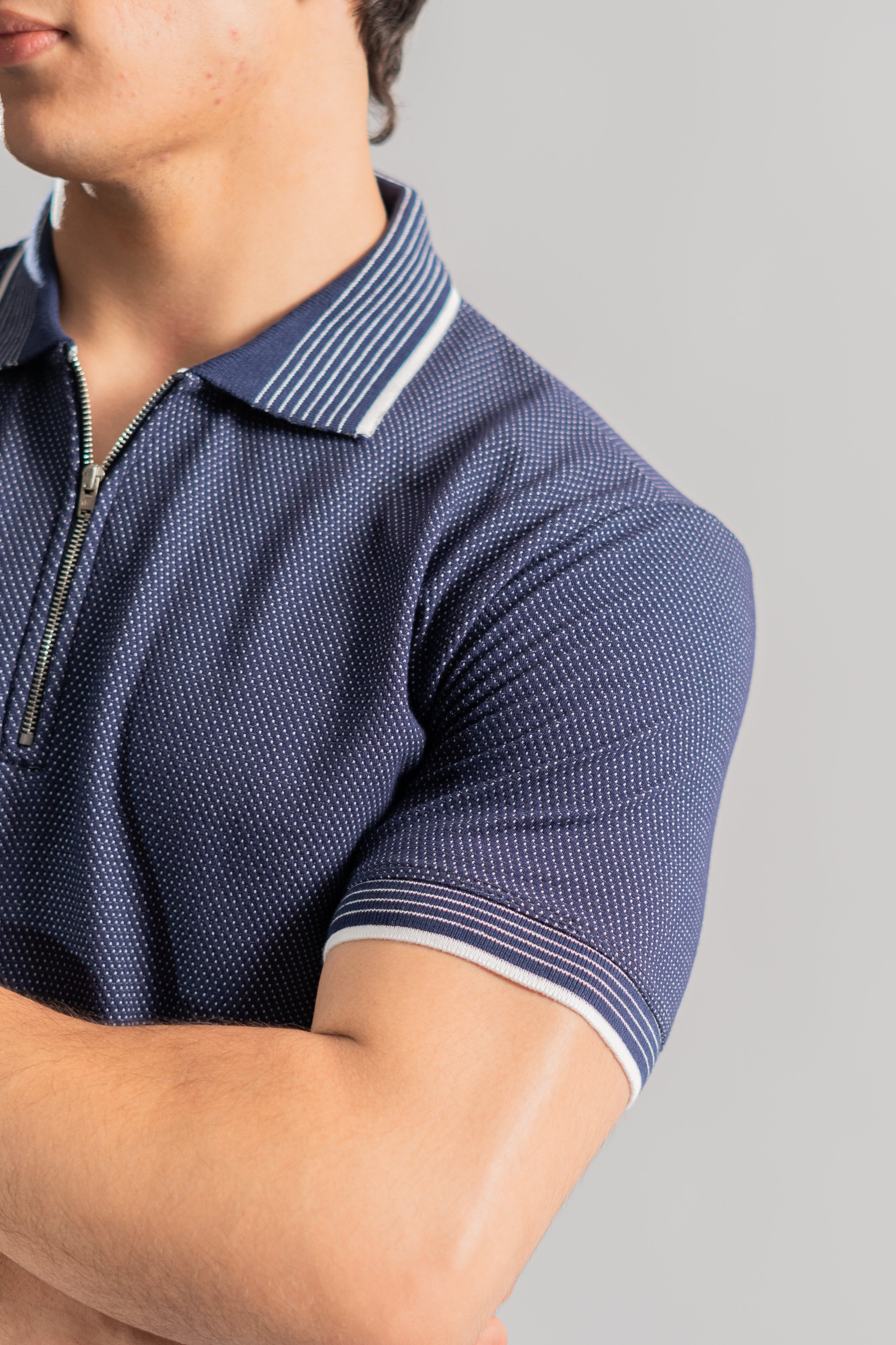 Navy jacquard polo