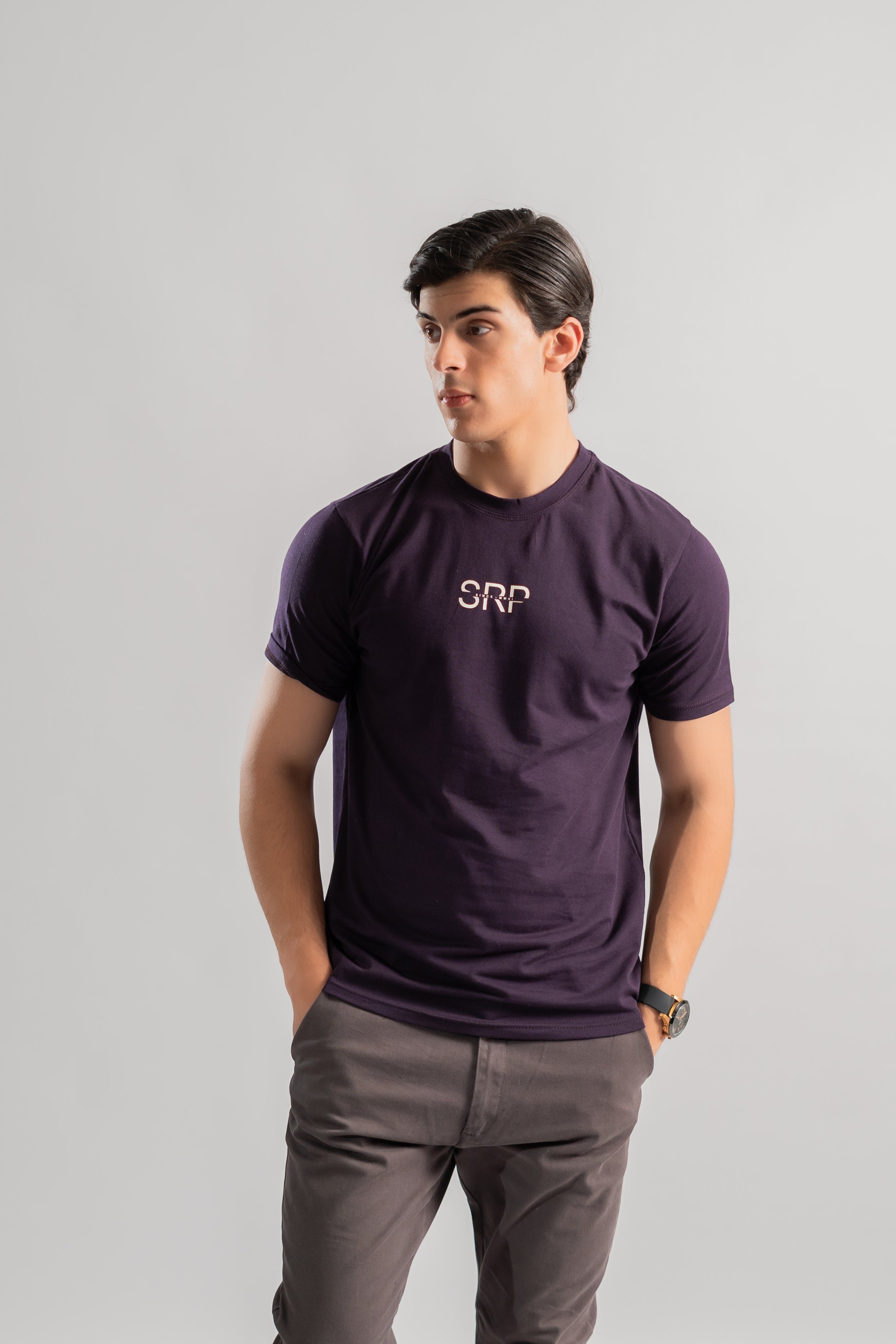 Purple printed logo Lycra tshirt