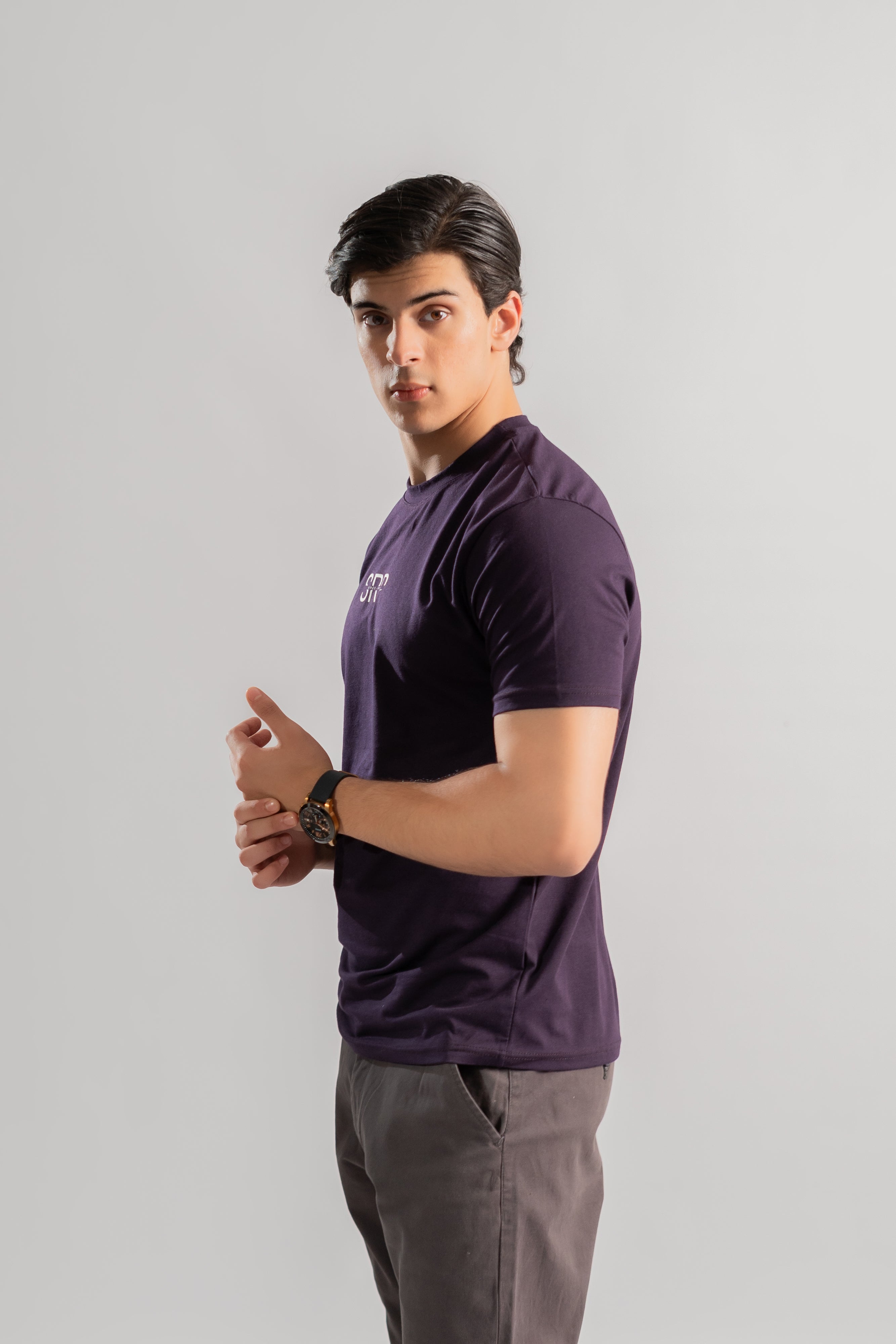 Purple printed logo Lycra tshirt