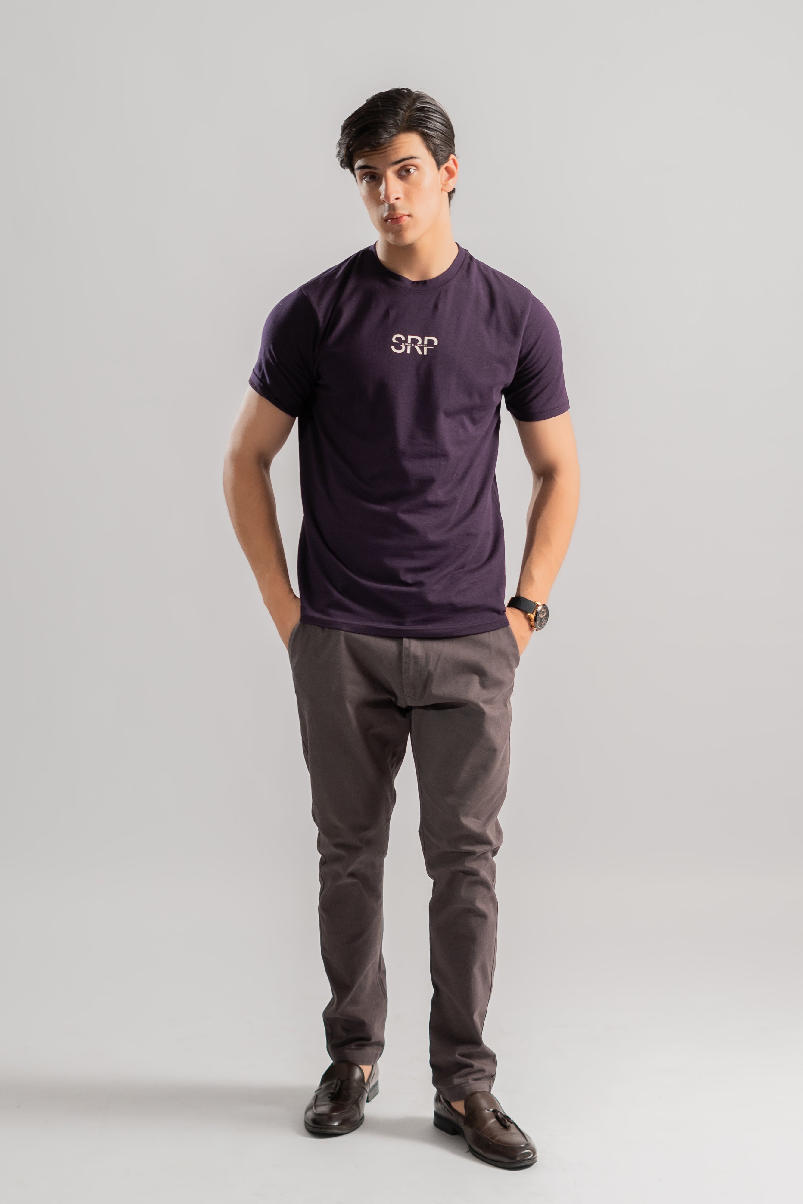 Purple printed logo Lycra tshirt