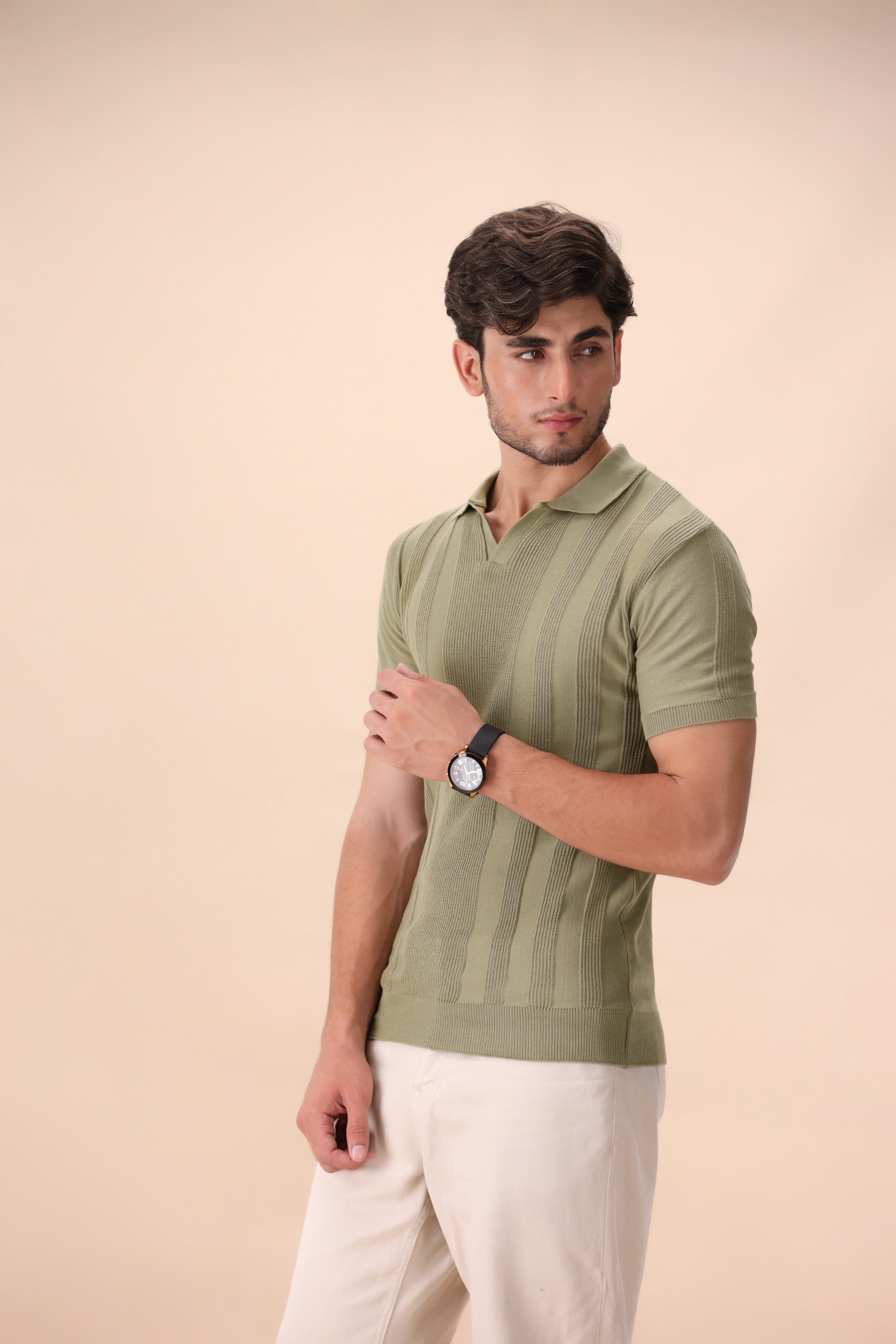 Mint Green Structured Knit Polo