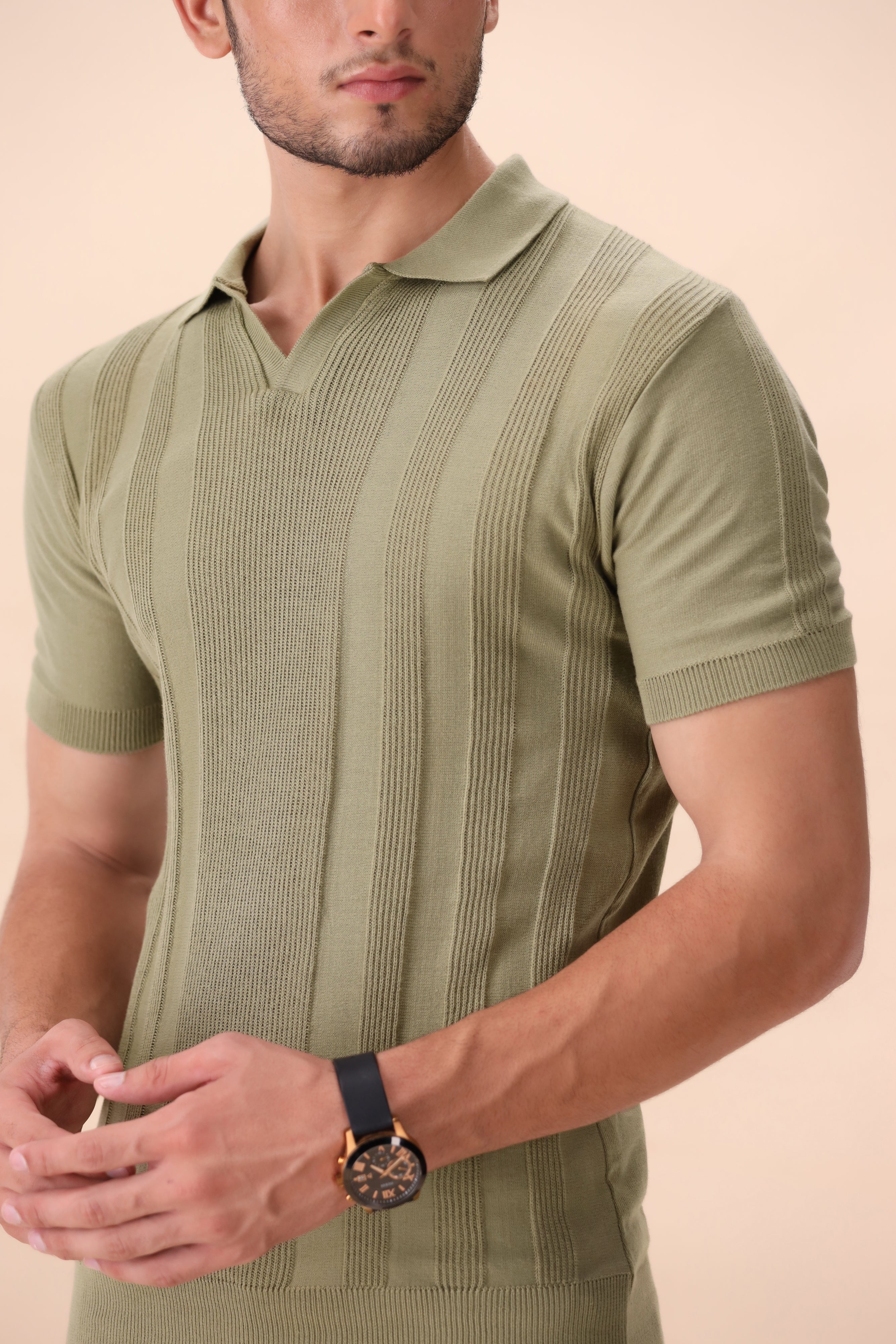 Mint Green Structured Knit Polo