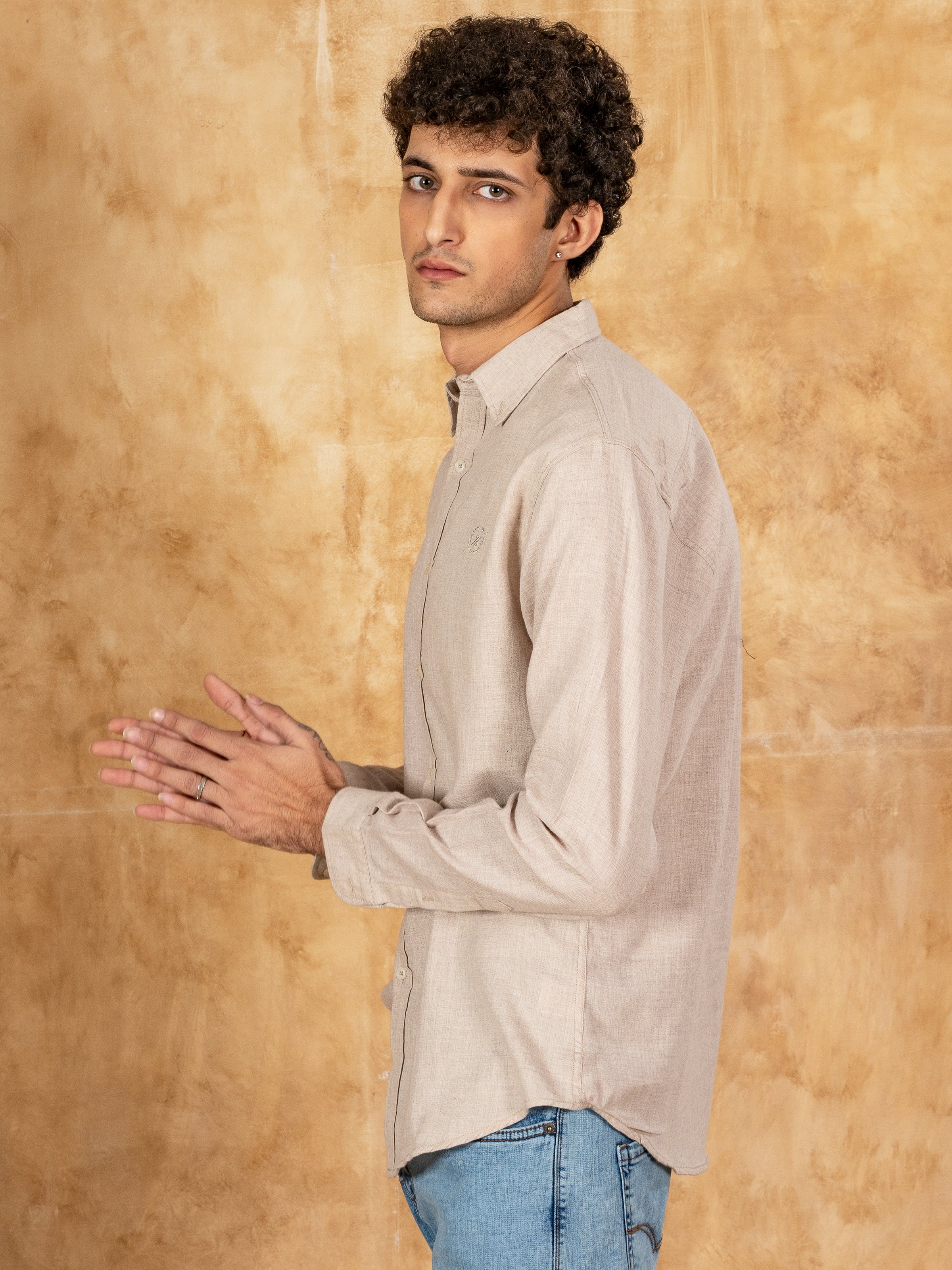 CASUAL SHIRT SLIM FIT LIGHT KHAKI