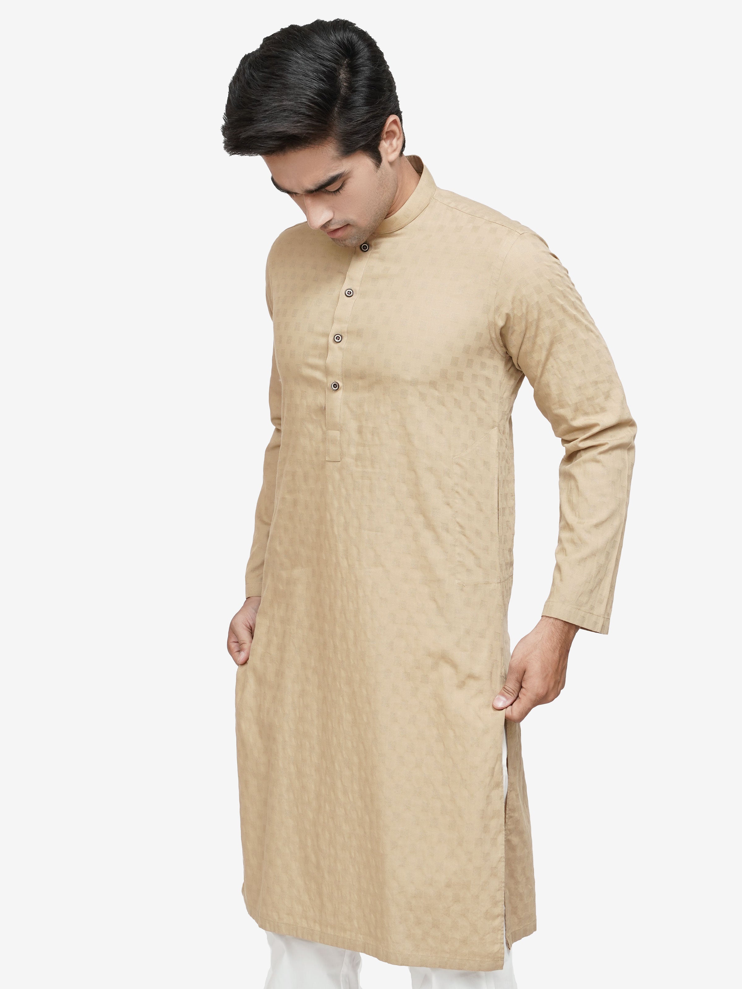 KURTA BAN COLLAR KHAKI