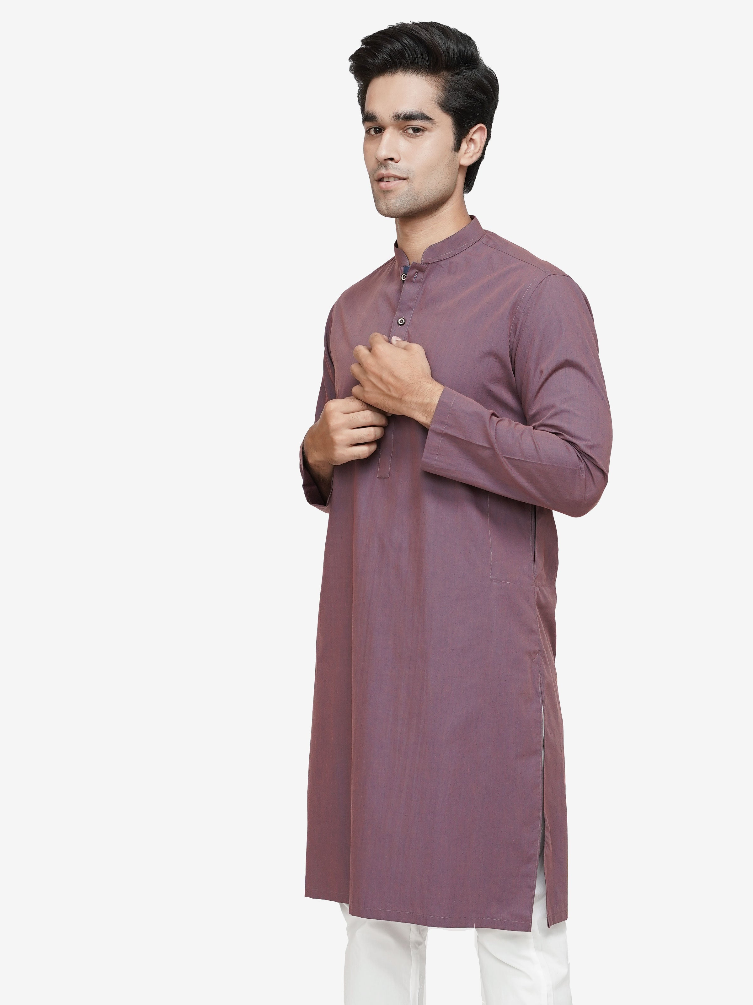 KURTA BAN COLLAR BURGUNDY
