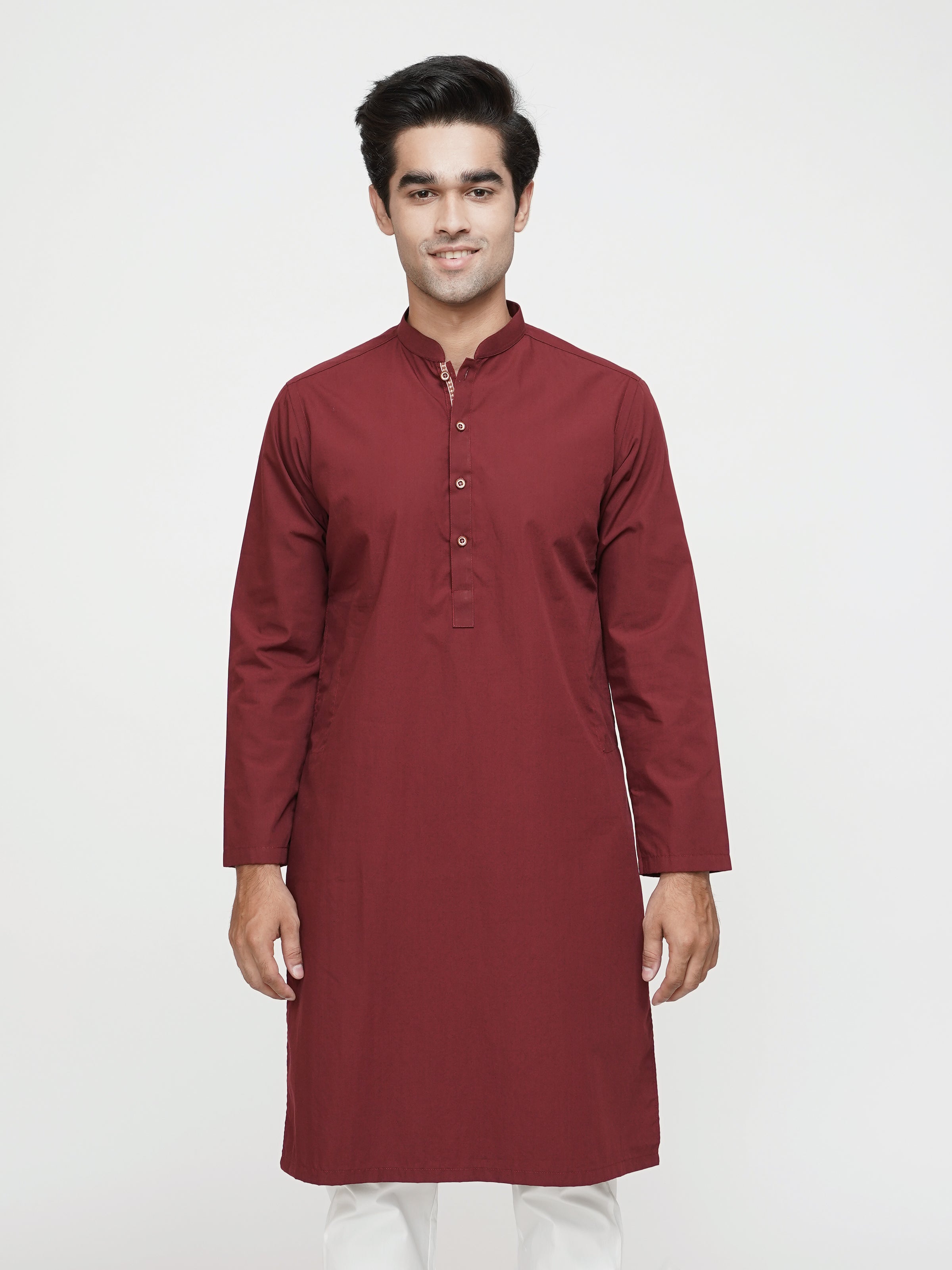 KURTA BAN COLLAR MAROON